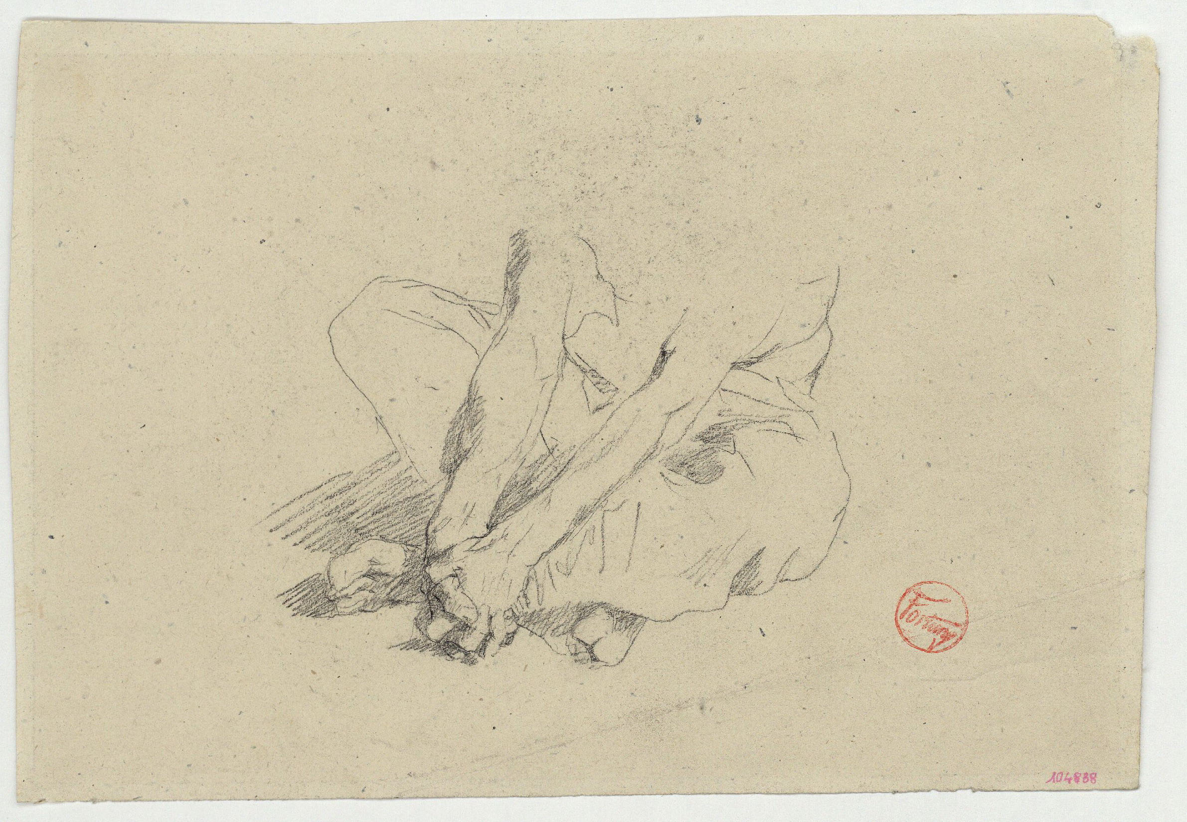 image for: Marià Fortuny - Estudi per al gravat «Àrab vetllant el cadàver del seu amic» - Cap a 1866