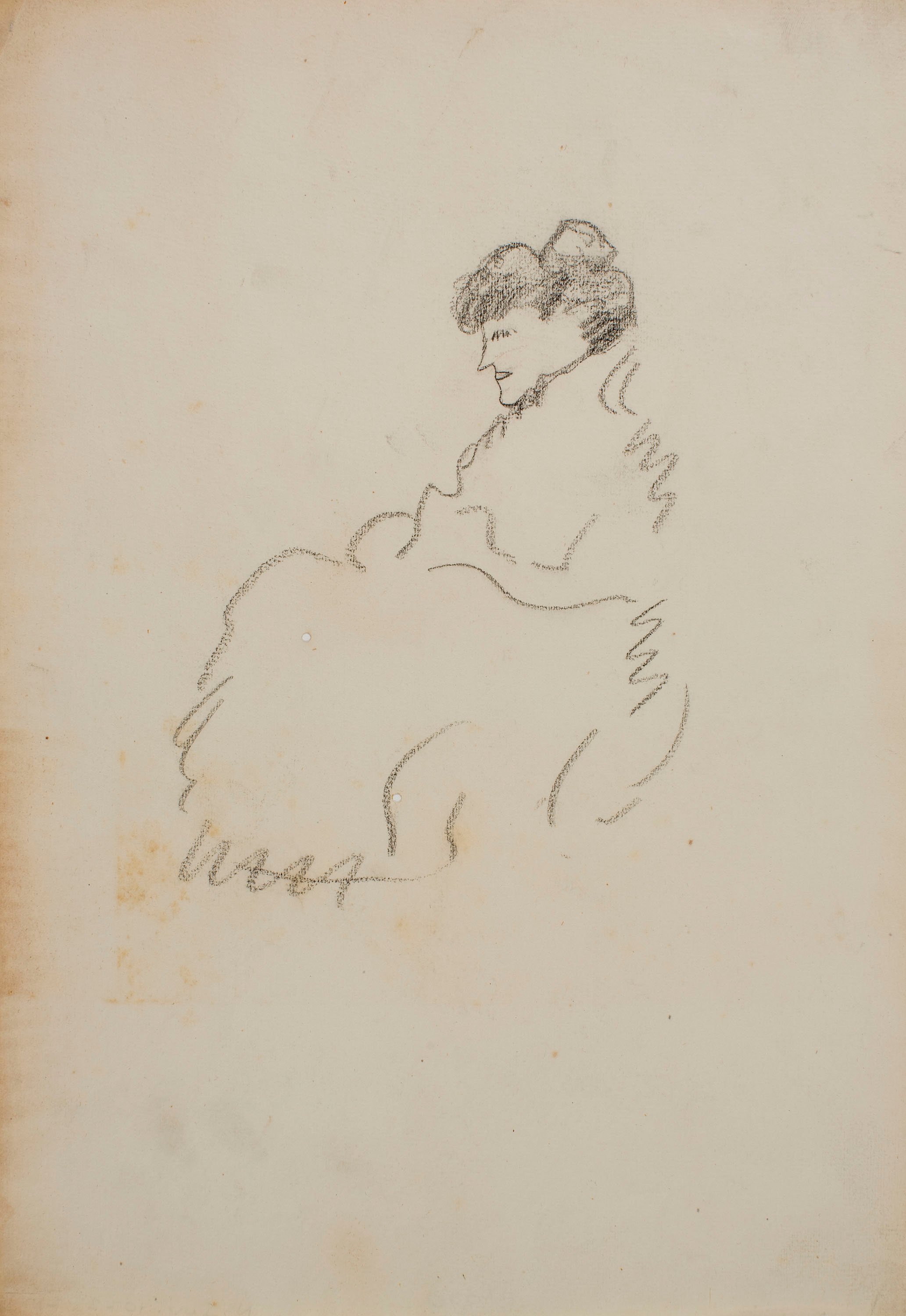 image for: Joaquim Biosca - Apunt de figura femenina asseguda - Entre 1910-1920