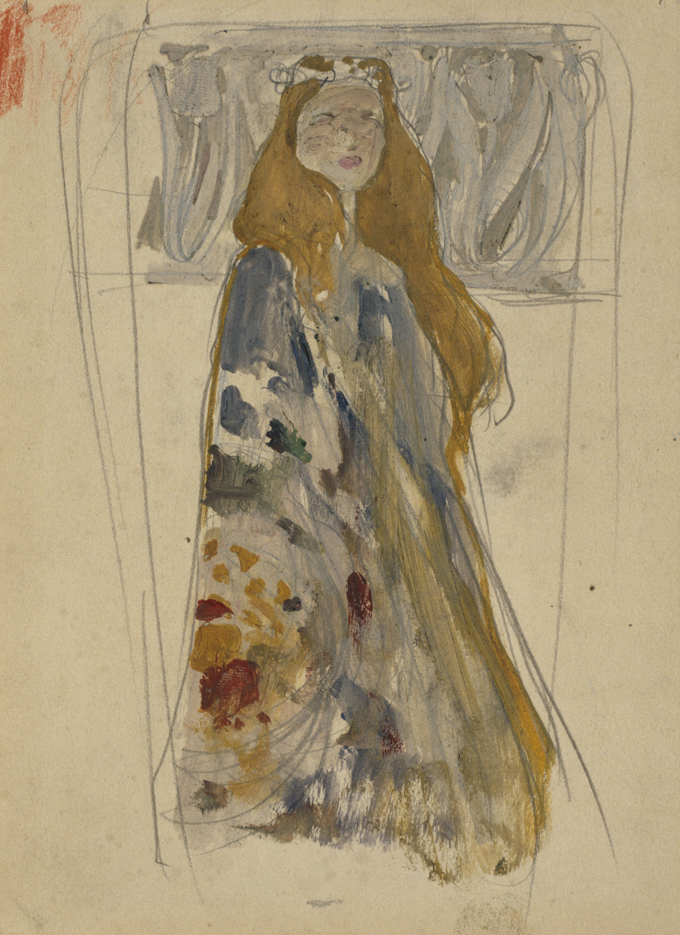 image for: Antoni Serra - Figura femenina per a una placa de porcellana - Cap a 1904-1908
