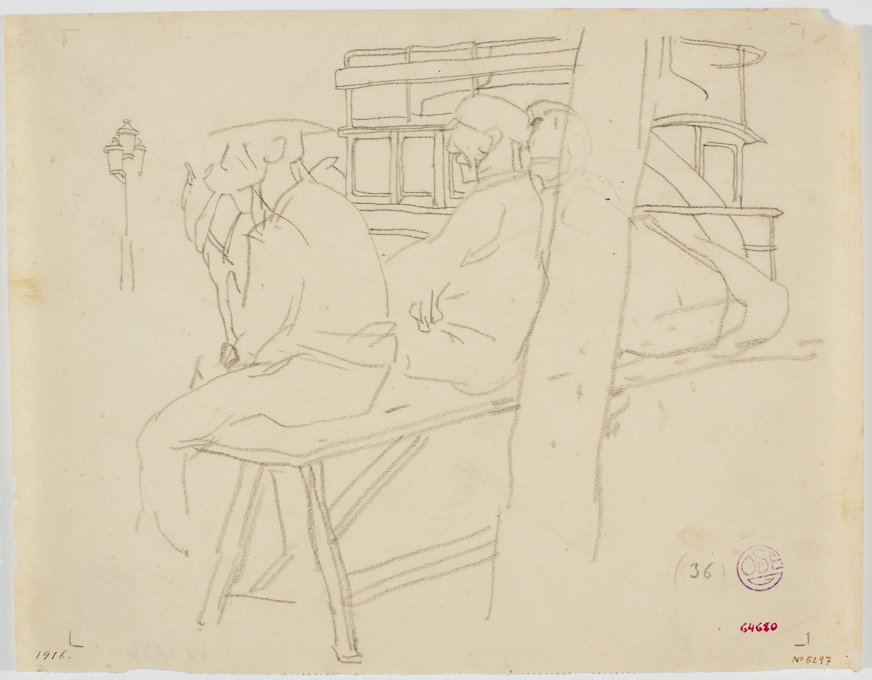 image for: Francesc Xavier Gosé - Obrers asseguts al carrer - Cap a 1900