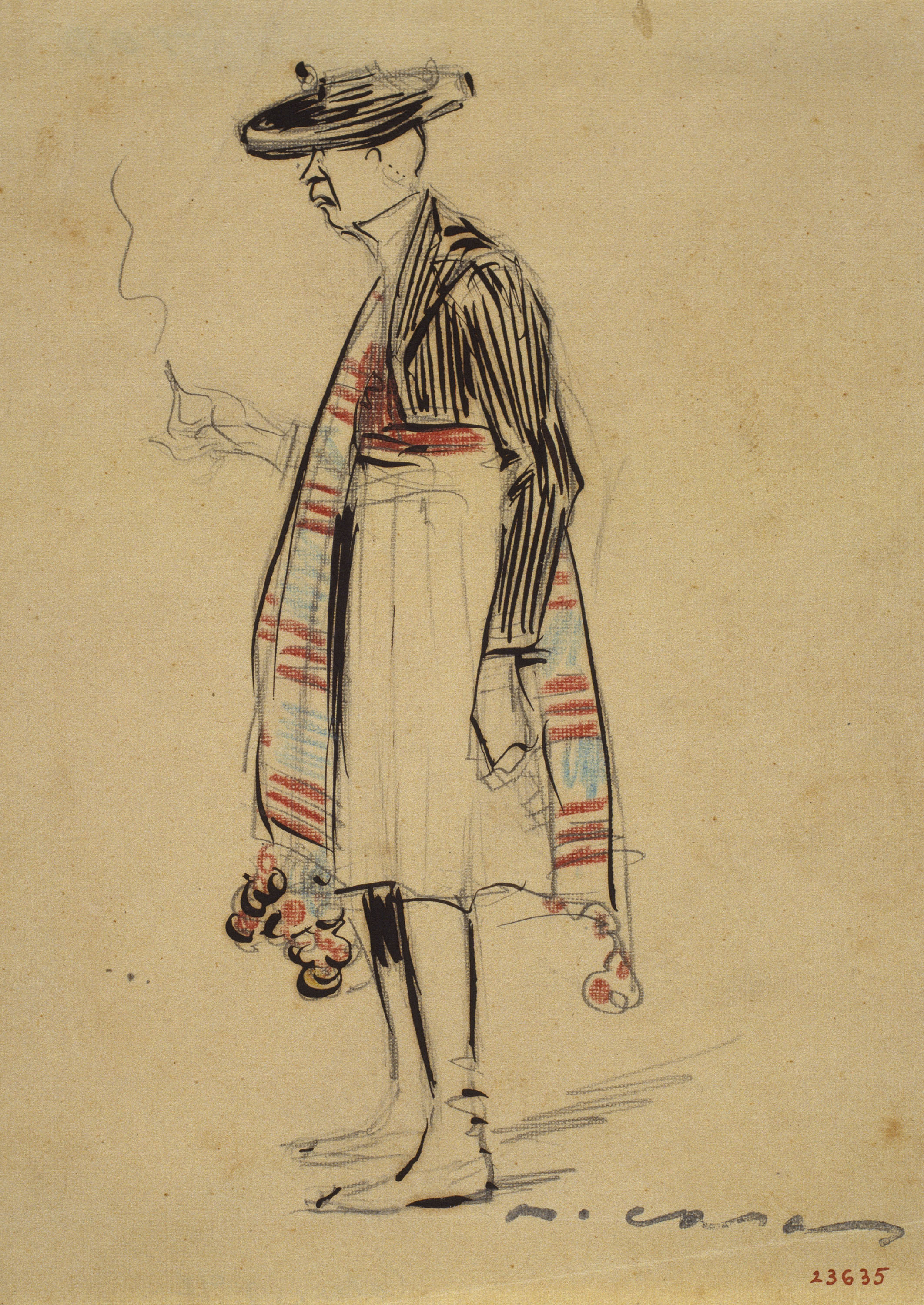 image for: Ramon Casas - Mr. Deering vestit d'alacantí, fumant - Cap a 1909