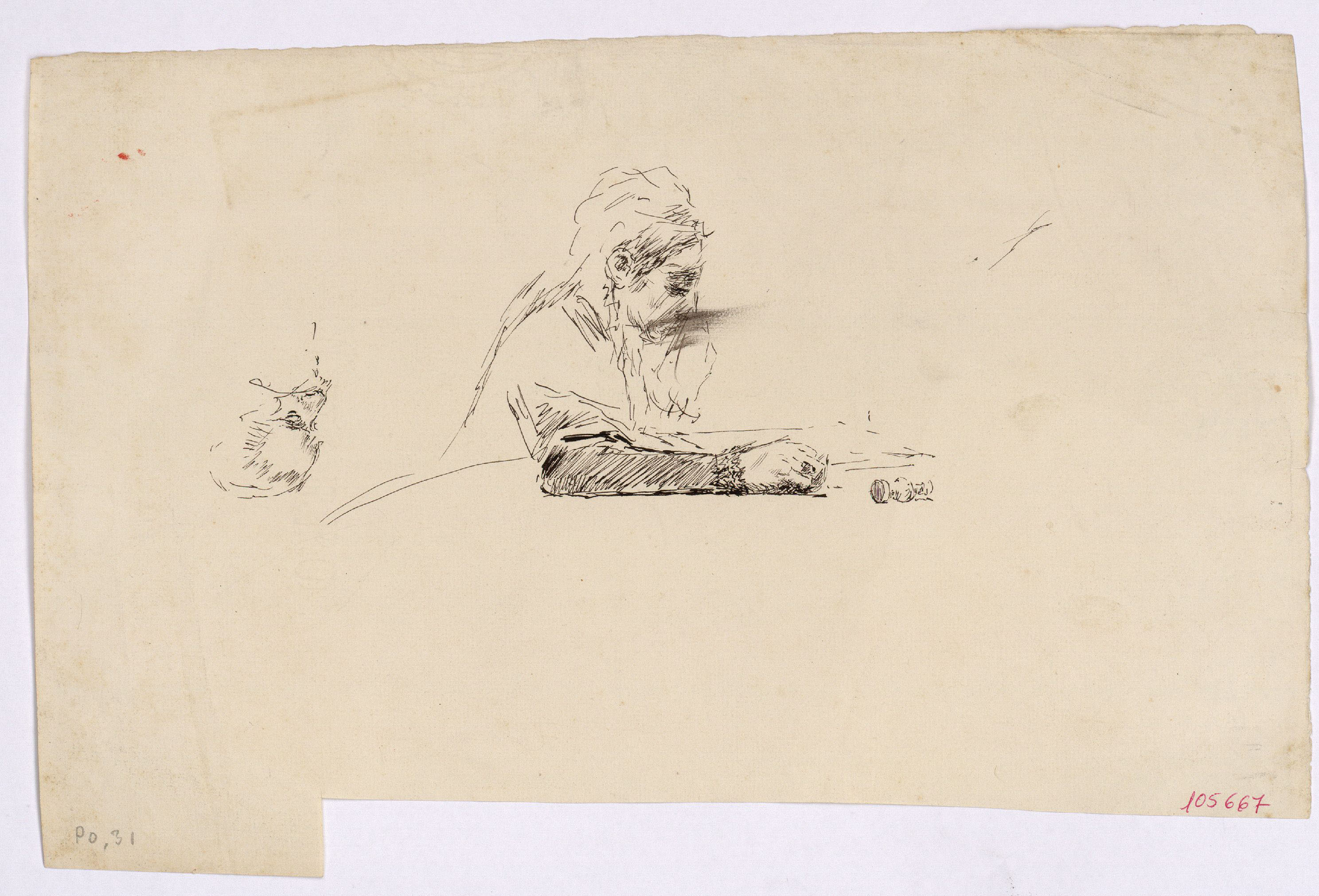 image for: Marià Fortuny - Esbós de cap masculí i bust de figura femenina - Cap a 1867-1872