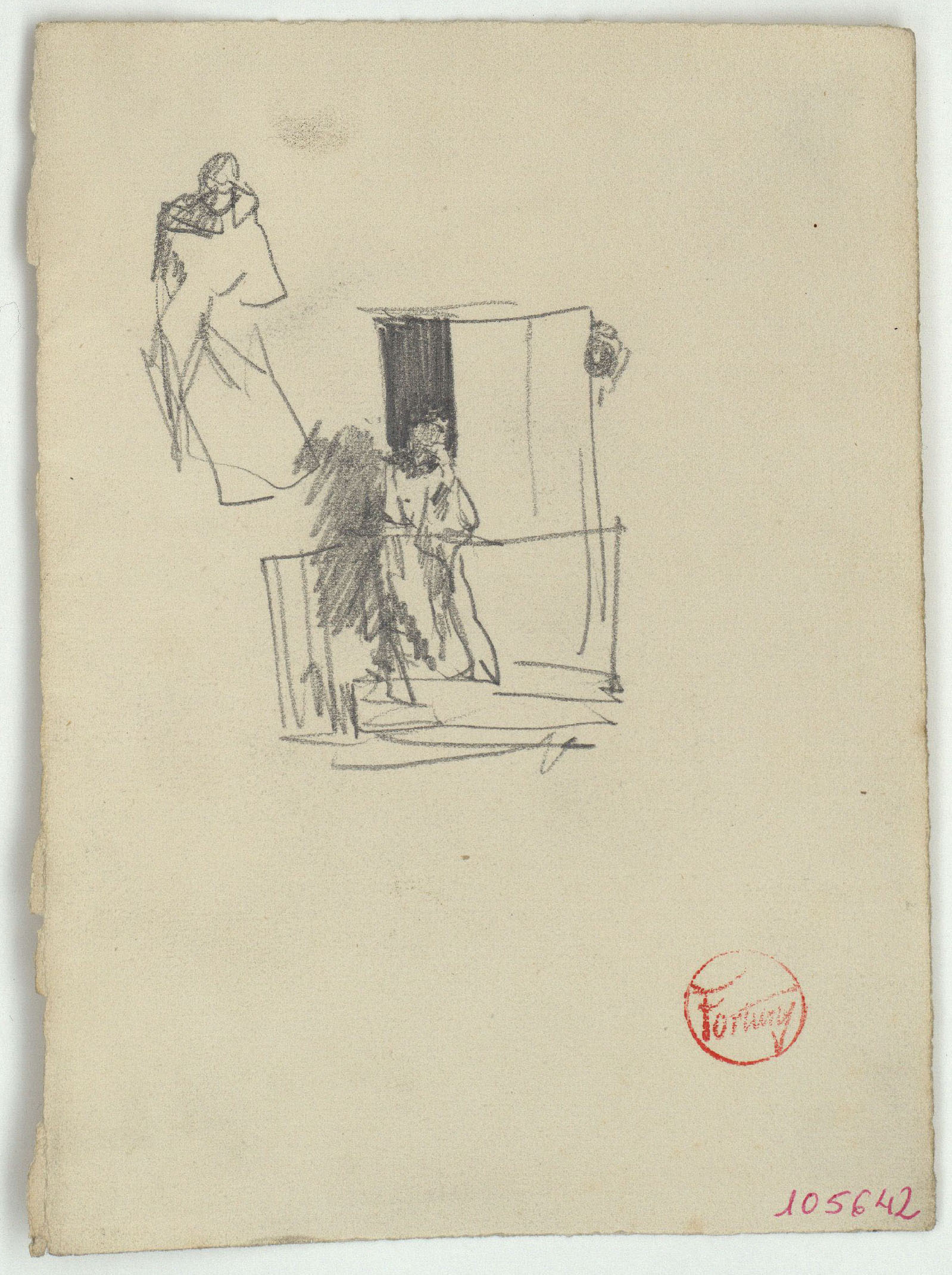 image for: Marià Fortuny - Croquis de figures en un balcó - Cap a 1870-1874