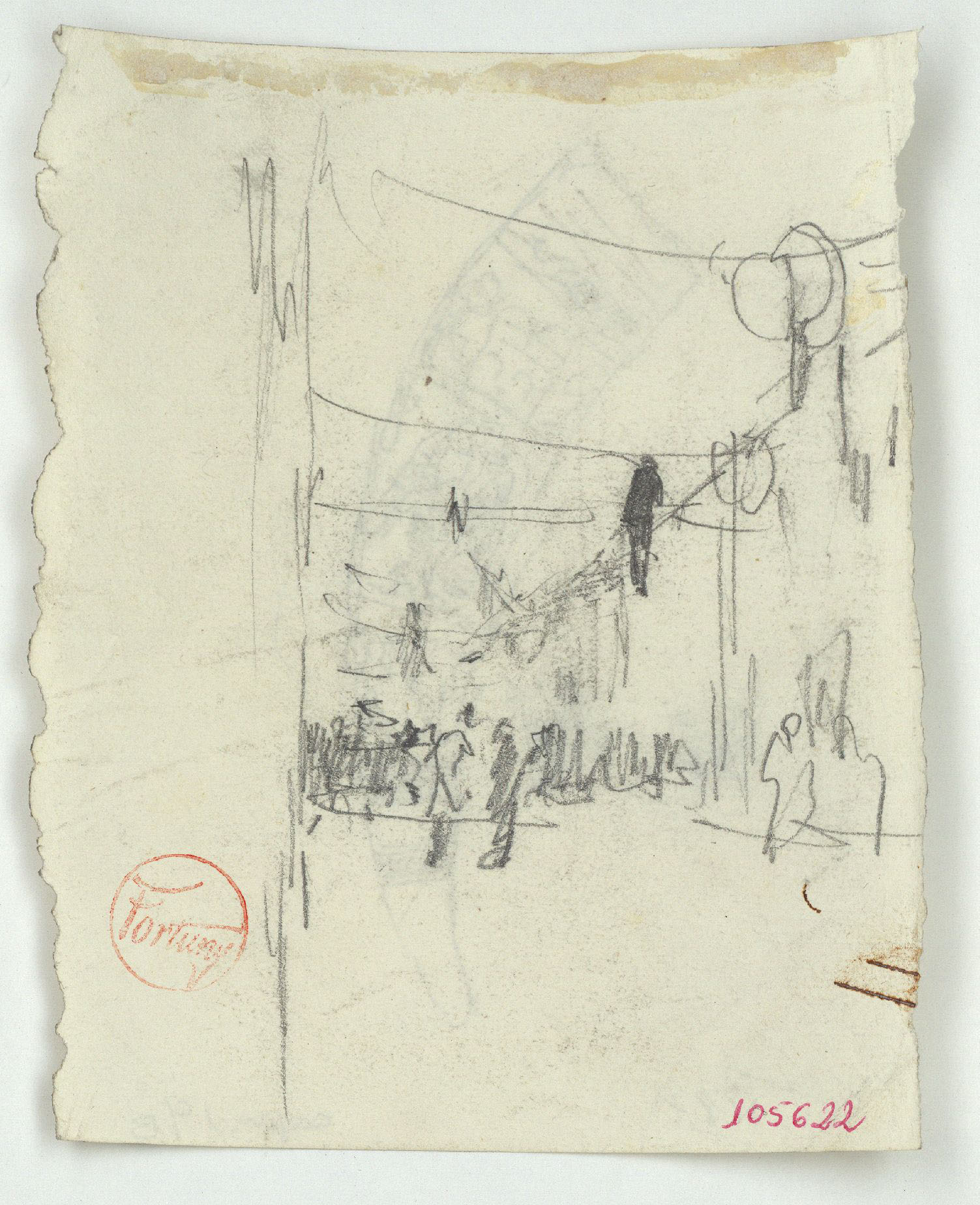 image for: Marià Fortuny - Croquis de figures (anvers) / Funda de simitarra (revers) - Cap a 1863-1867