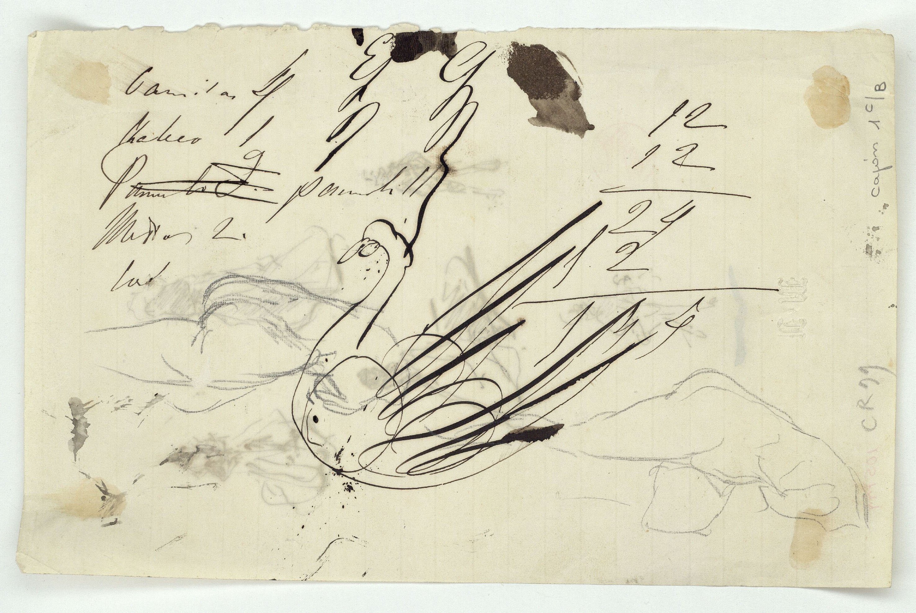 image for: Marià Fortuny - Figures femenines i masculines (anvers) / Estudi per a l'aquarel·la «Mascarada» (revers) - Cap a 1868-1870 [1]