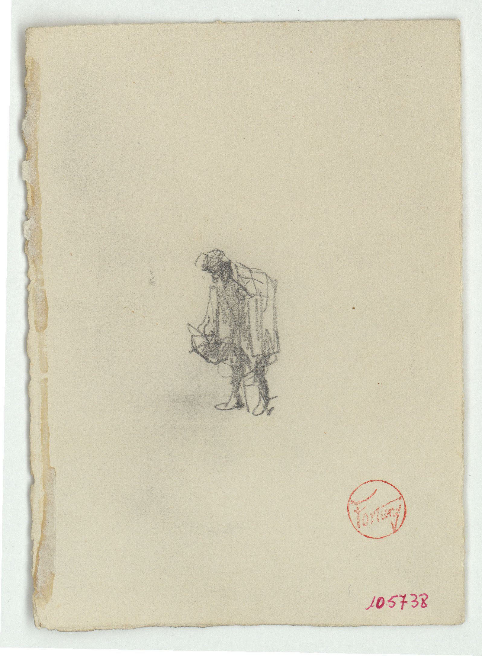 image for: Marià Fortuny - Esbós d'home vell (anvers) / Croquis de figures (revers) - Cap a 1871