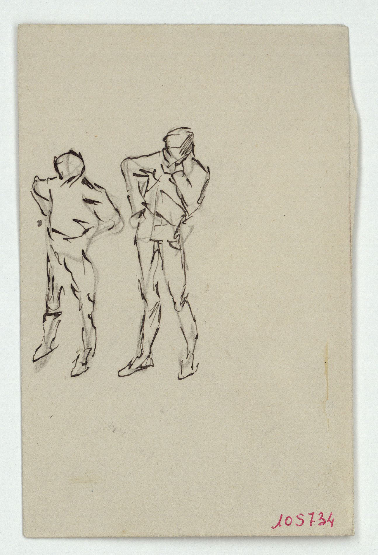 image for: Marià Fortuny - Figures masculines (anvers) / Croquis de bustos (revers) - Cap a 1871