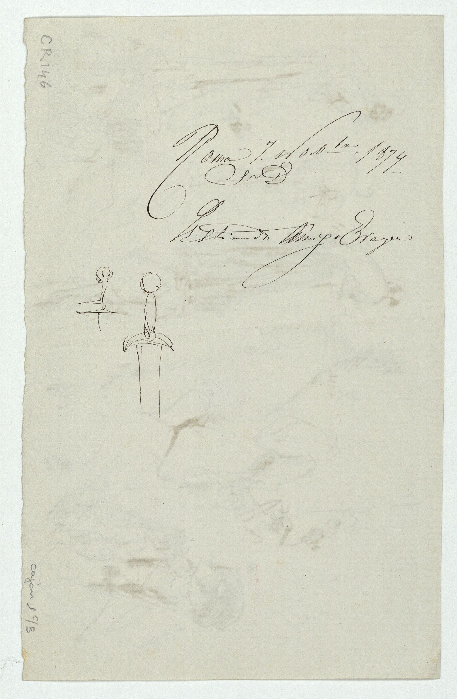 image for: Marià Fortuny - Croquis de figures (anvers) / Poms d'espasa (revers) - Cap a 1874 [1]
