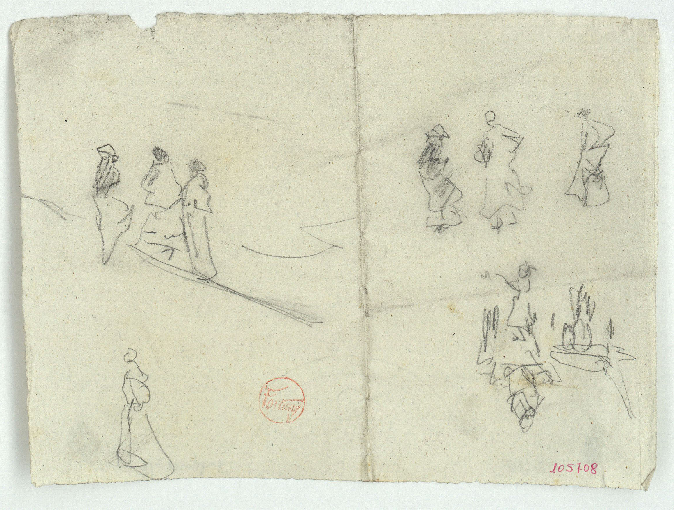 image for: Marià Fortuny - Croquis de figures femenines - Cap a 1874