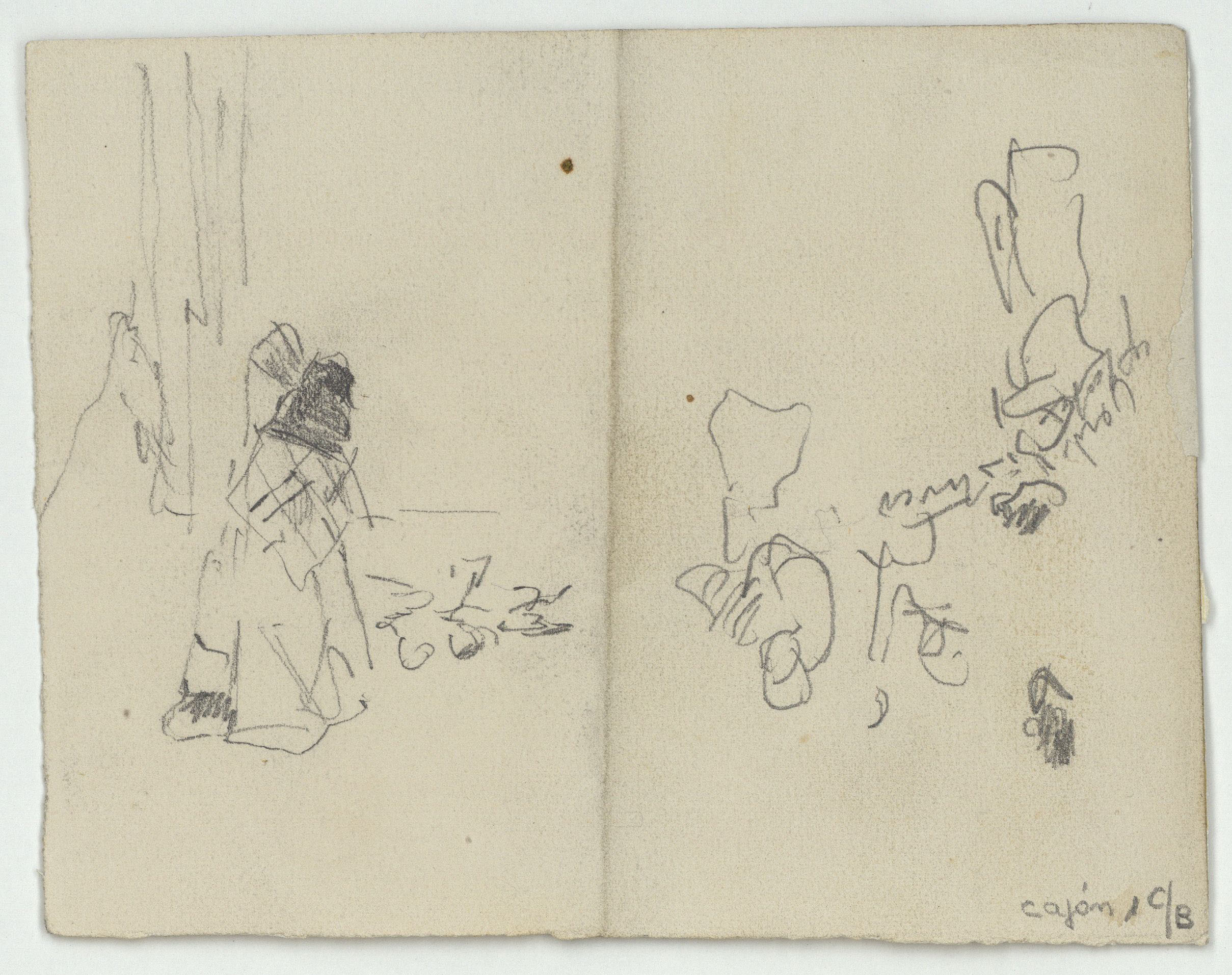 image for: Marià Fortuny - Croquis de figures (anvers) / Croquis de figures (revers) - Cap a 1867-1872 [1]