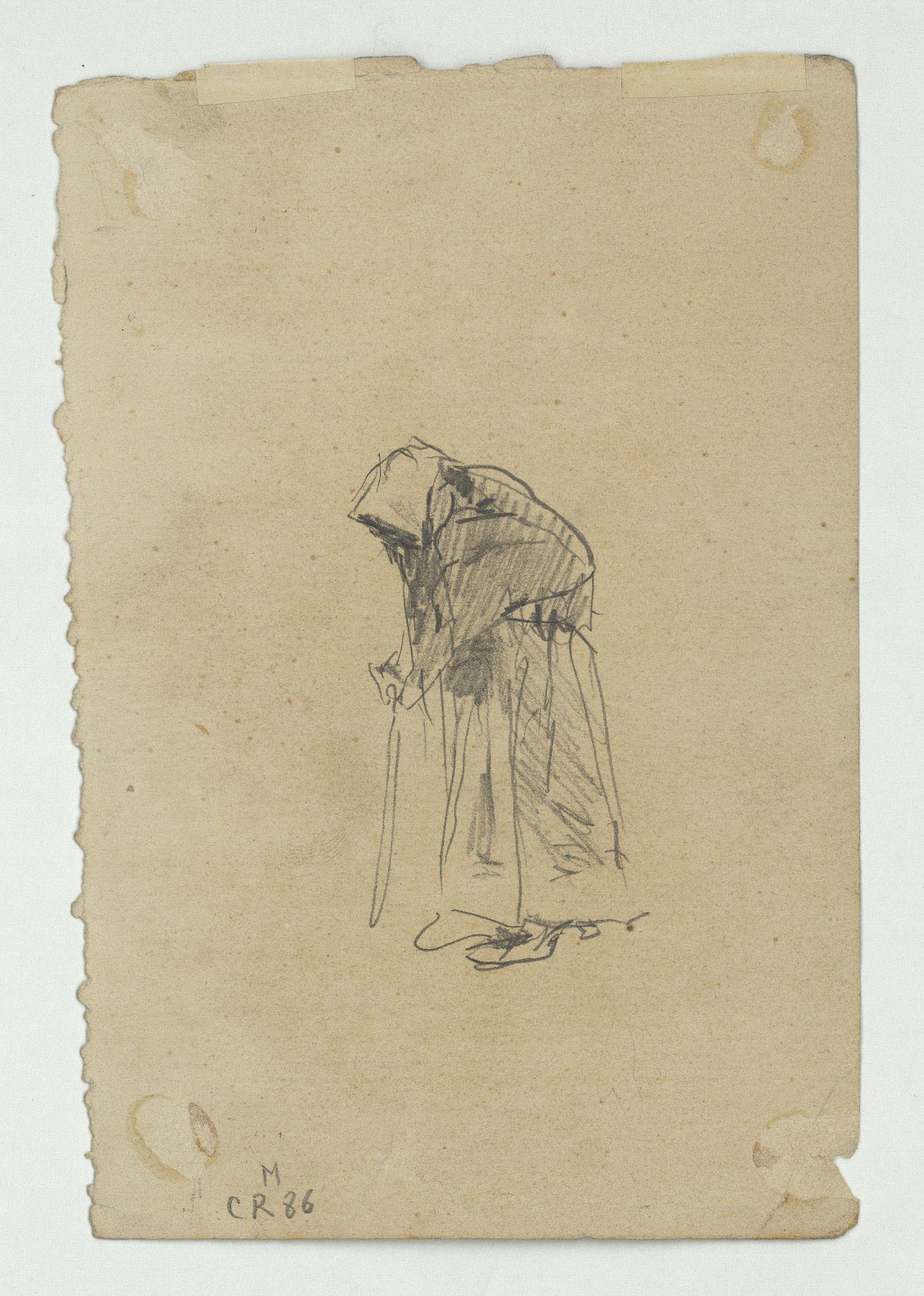 image for: Marià Fortuny - Esbós de figures (anvers) / Dona vella (revers) - Cap a 1867-1872 [1]