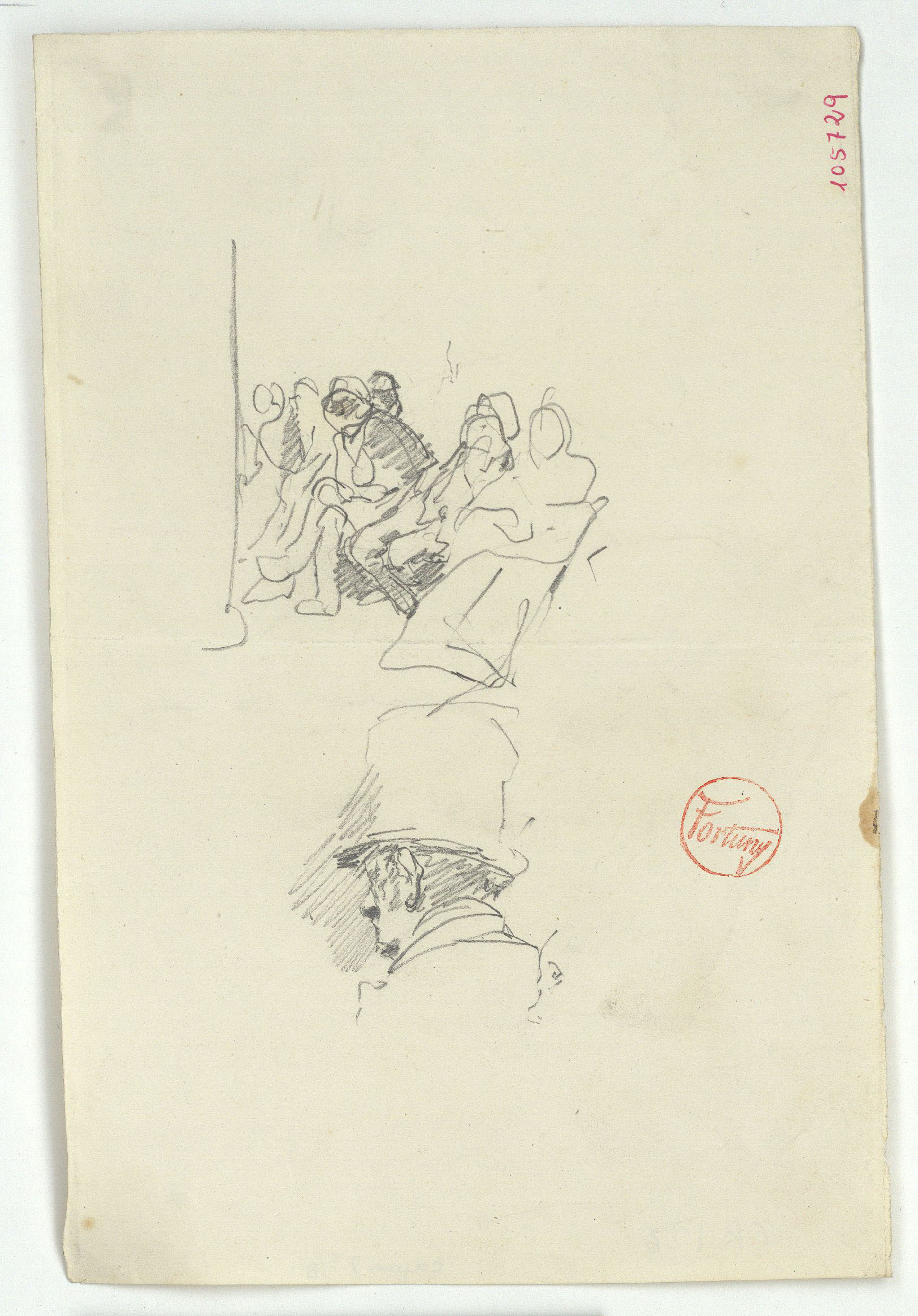 image for: Marià Fortuny - Figures assegudes i cap masculí - Cap a 1863-1866