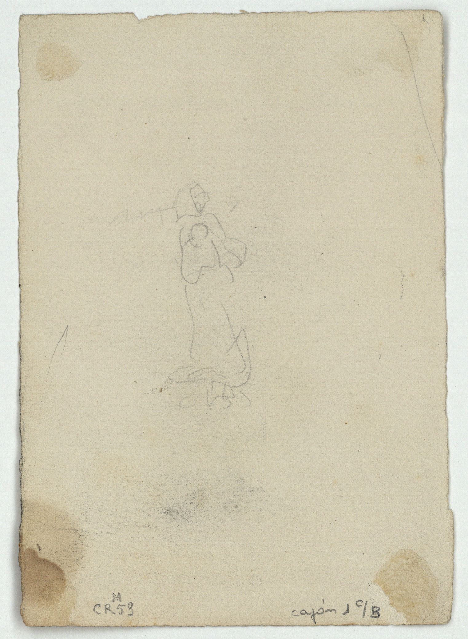 image for: Marià Fortuny - Dona asseguda (anvers) / Croquis de figura femenina (revers) - Cap a 1871 [1]