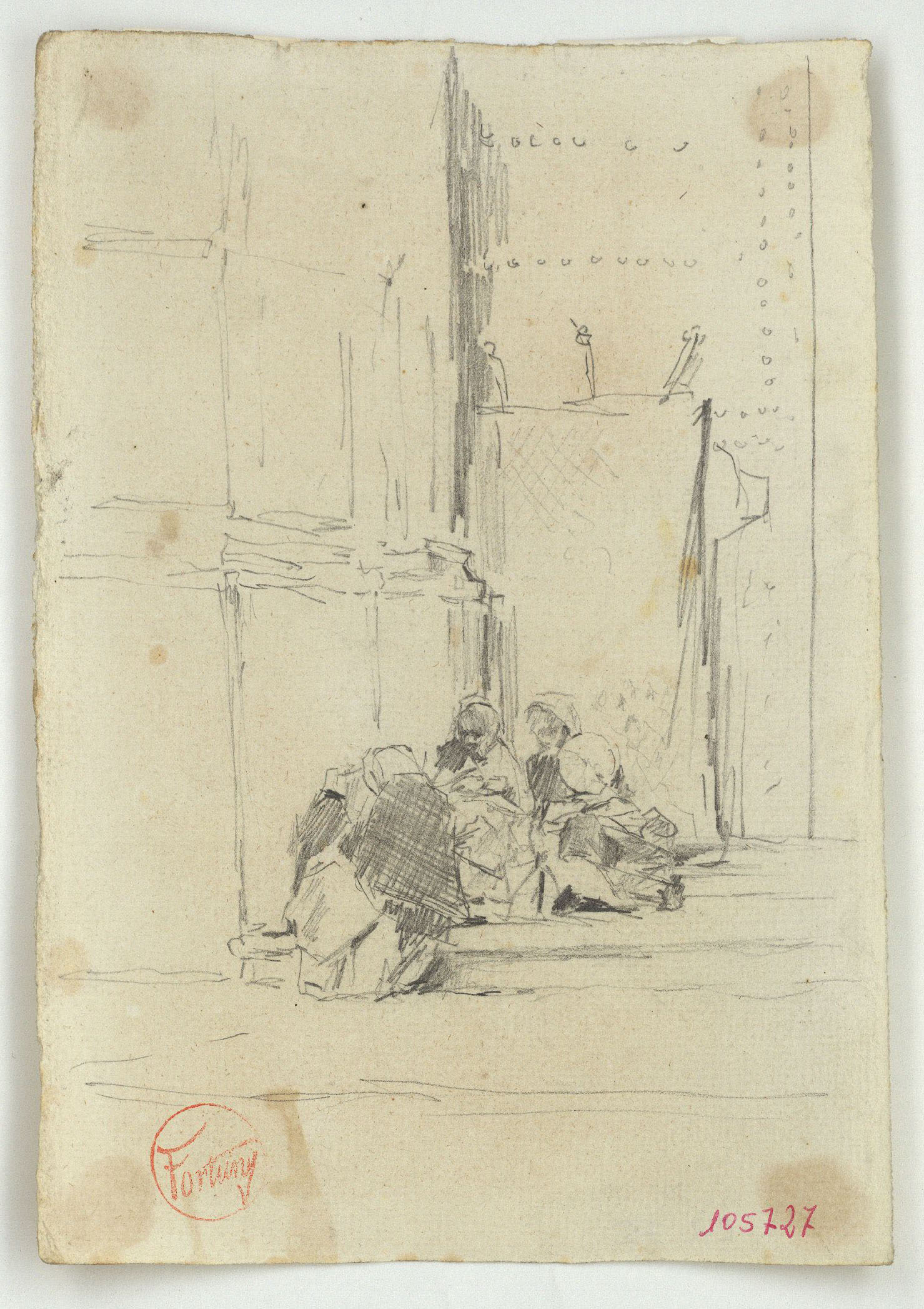 image for: Marià Fortuny - Dones assegudes a l'entrada d'una església - Cap a 1867-1872