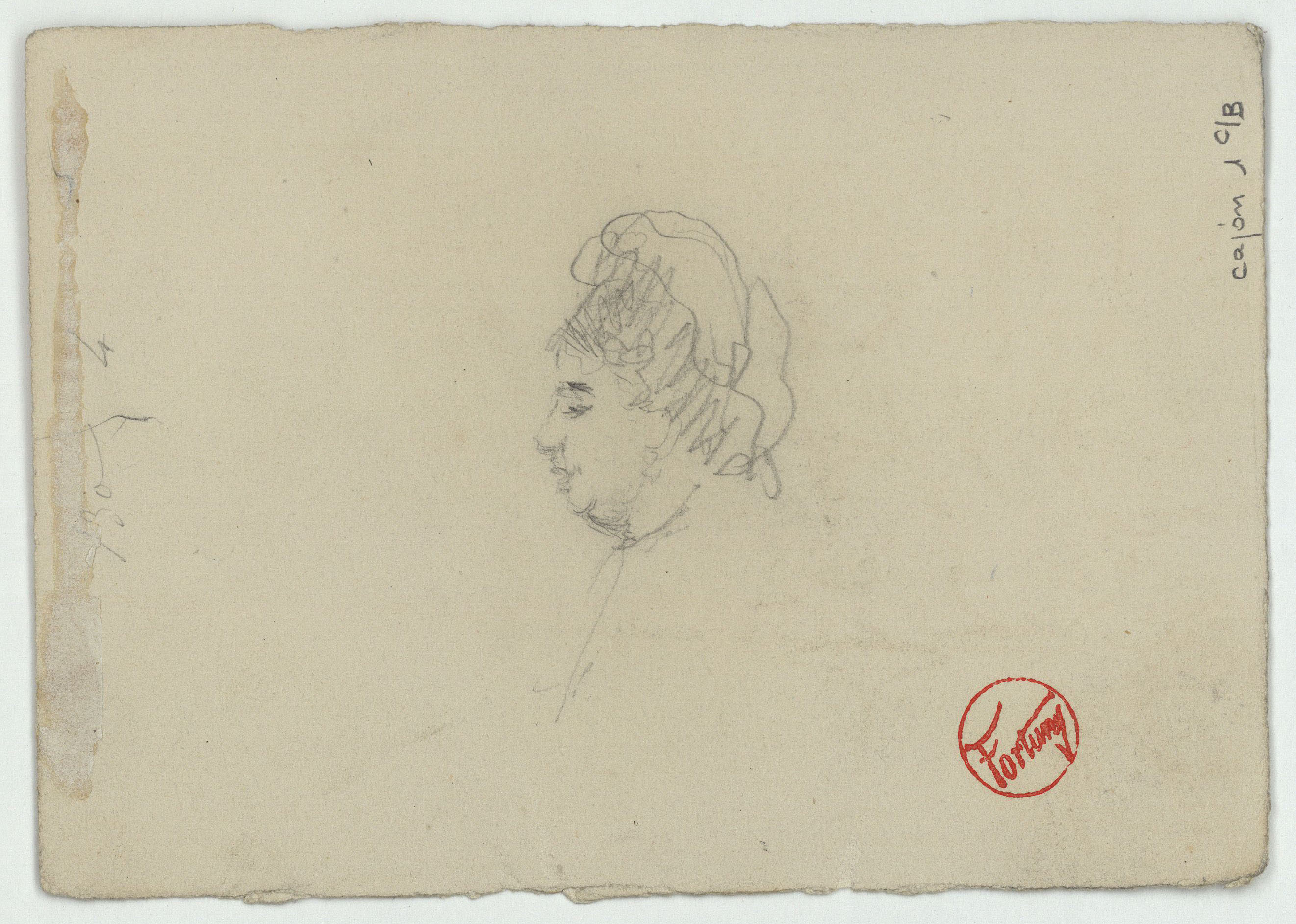 image for: Marià Fortuny - Cap femení (anvers) / Croquis de figura (revers) - Cap a 1867-1872