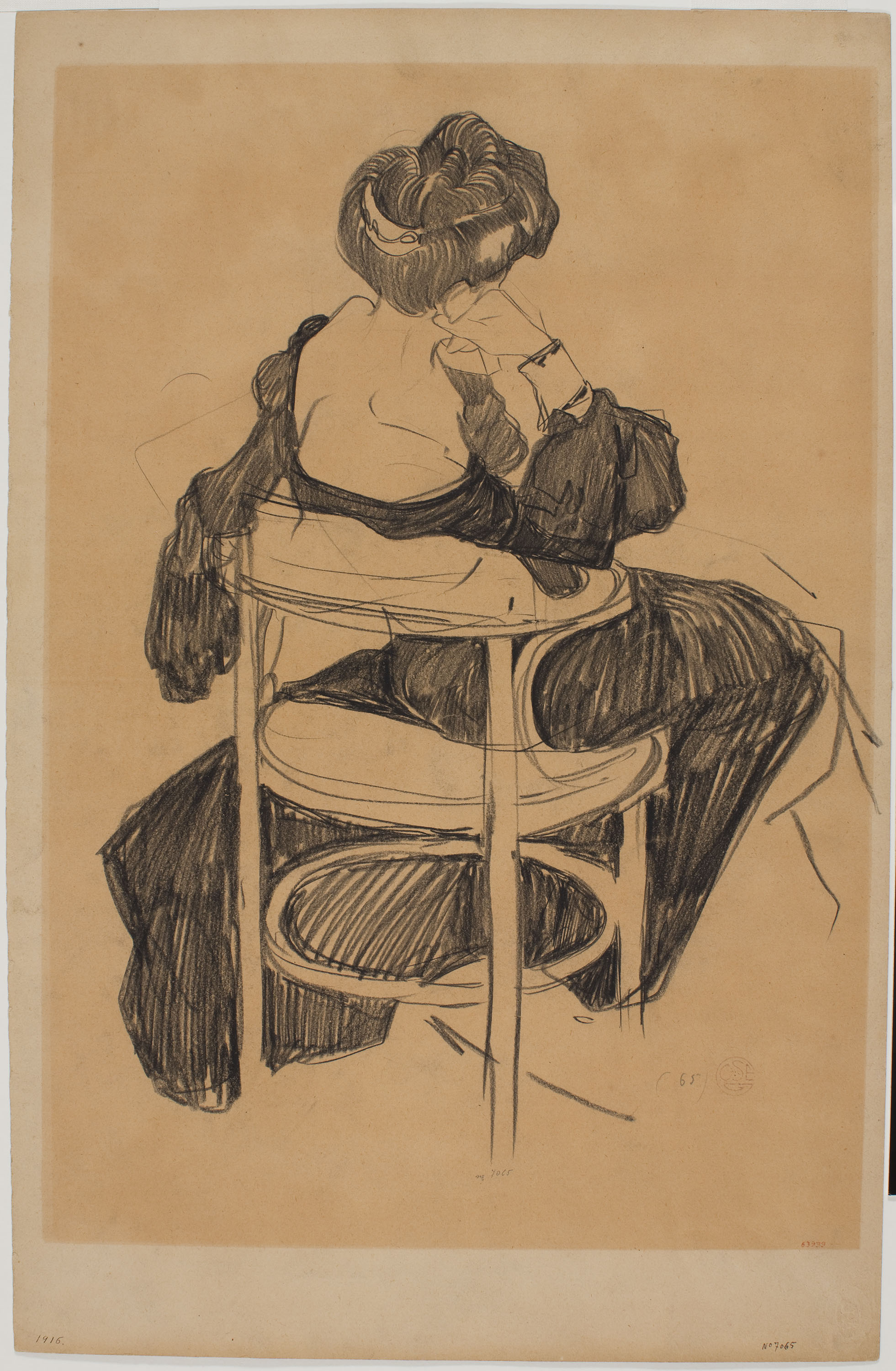 Francesc Xavier Gosé - Dona asseguda - Cap a 1900-1904 image for: Francesc Xavier Gosé - Dona asseguda - Cap a 1900-1904