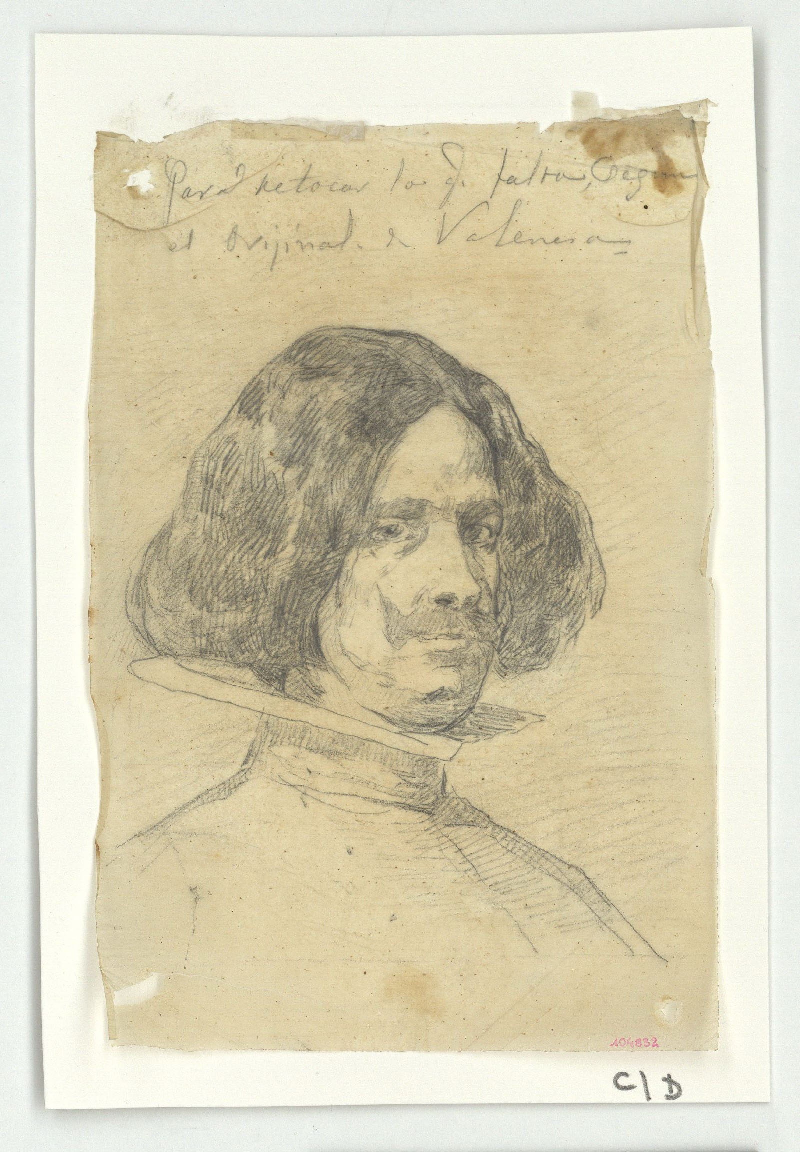 image for: Marià Fortuny - Calc per al gravat «Retrat de Velázquez» - Cap a 1873