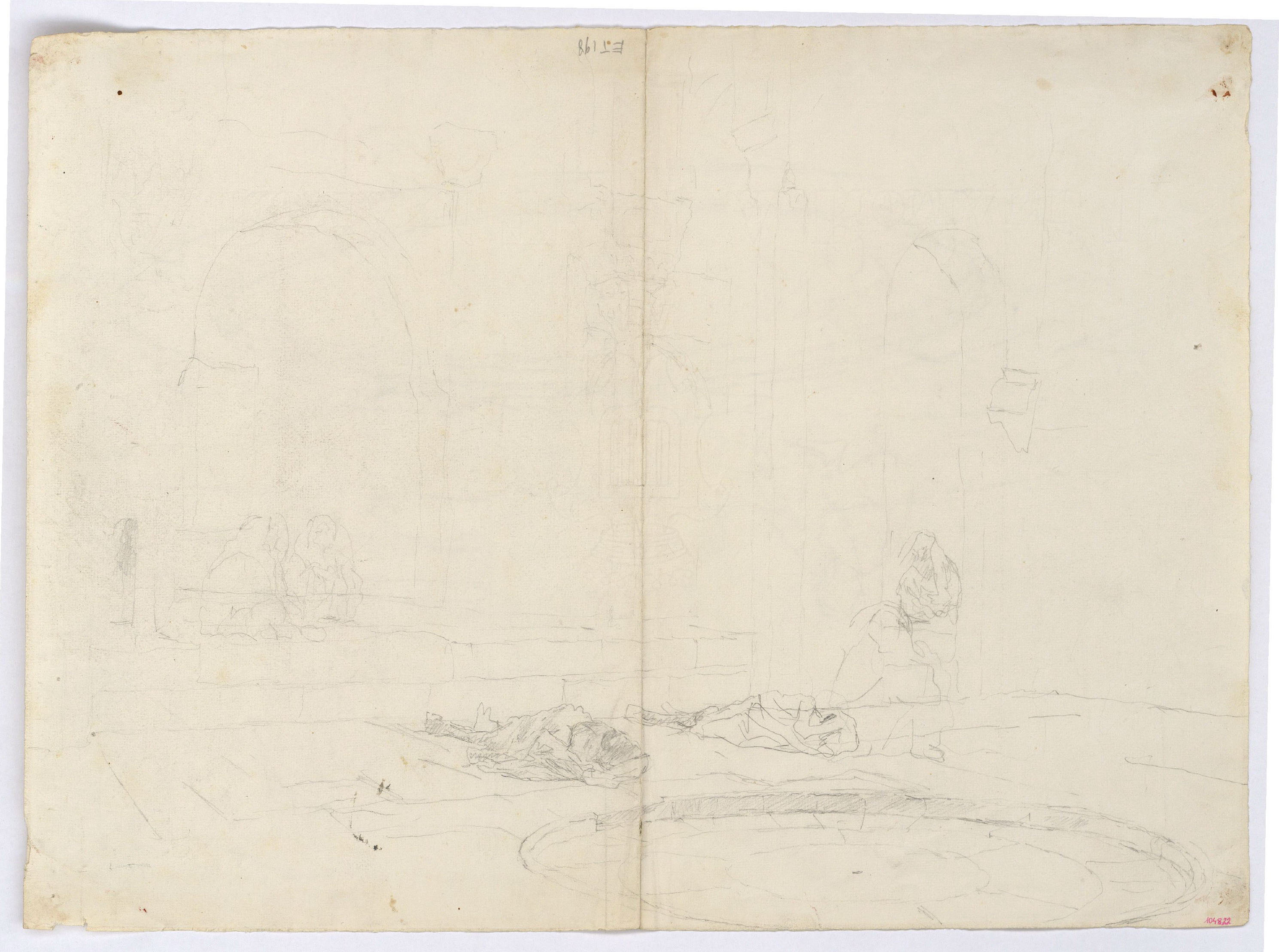 image for: Marià Fortuny - Estudi per al quadre «El tribunal de l'Alhambra» (anvers) / Estudi per al quadre «El tribunal de l'Alhambra» (revers) - Cap a 1871