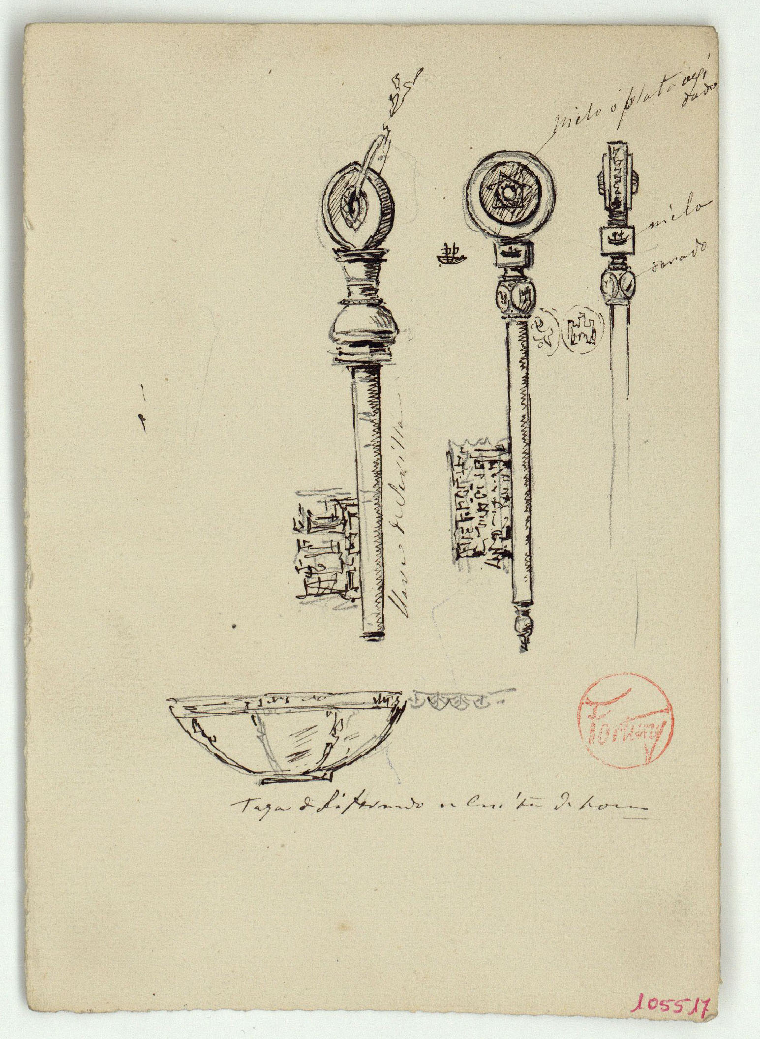 image for: Marià Fortuny - Claus de Sevilla i vas (anvers) / Croquis inconcret (revers) - Cap a 1867-1872