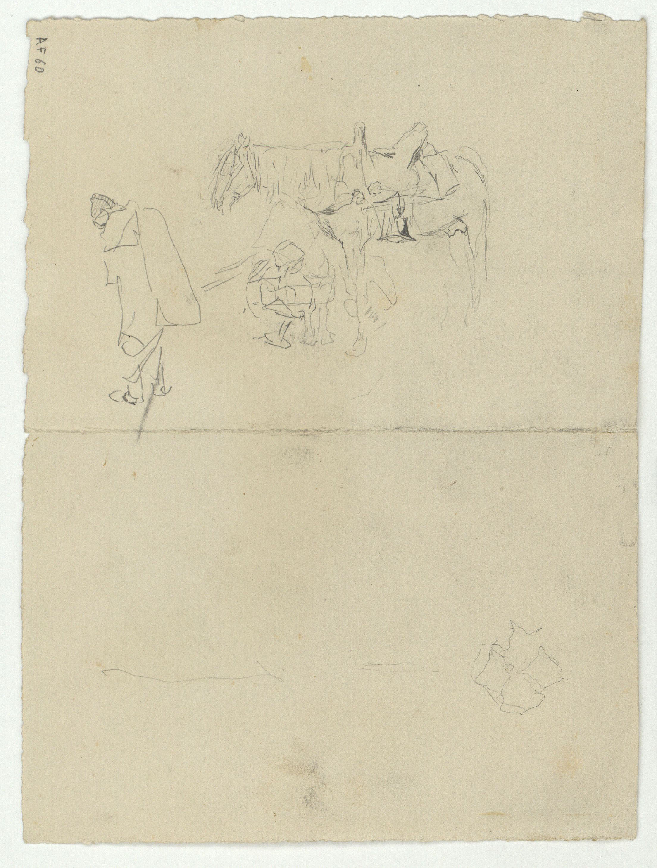image for: Marià Fortuny - Celebració del Mulud o Pasqua del profeta al Gran soc de Tànger (anvers) / Estudi per al quadre «Ferrador marroquí» (revers) - 1862 [1]