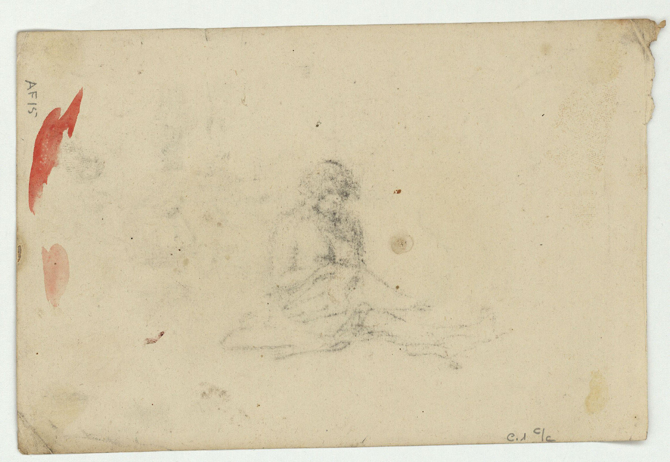 image for: Marià Fortuny - Cap de camell (anvers) / Esbós de figura asseguda (revers) - Cap a 1860-1862 [1]
