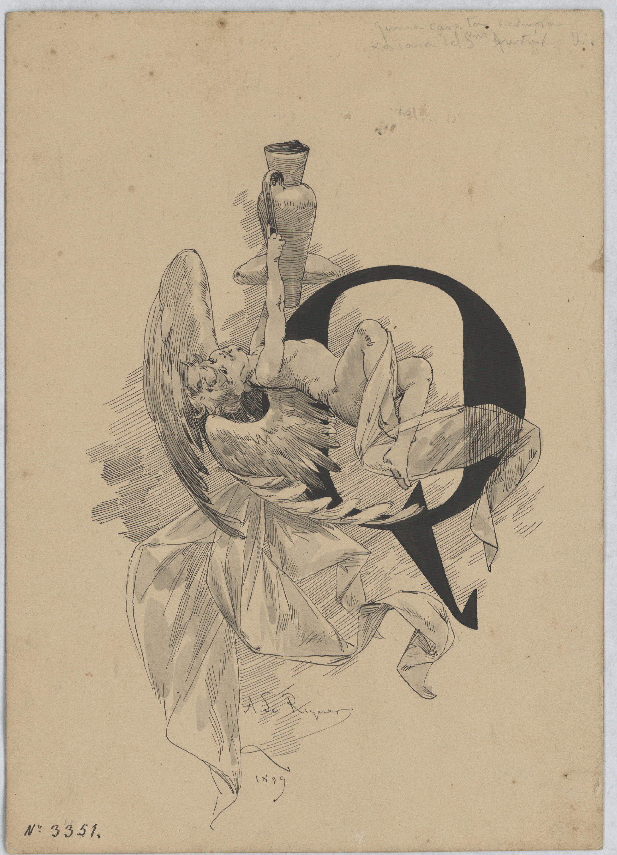 image for: Alexandre de Riquer - Capçalera de capítol (lletra Q) - 1889