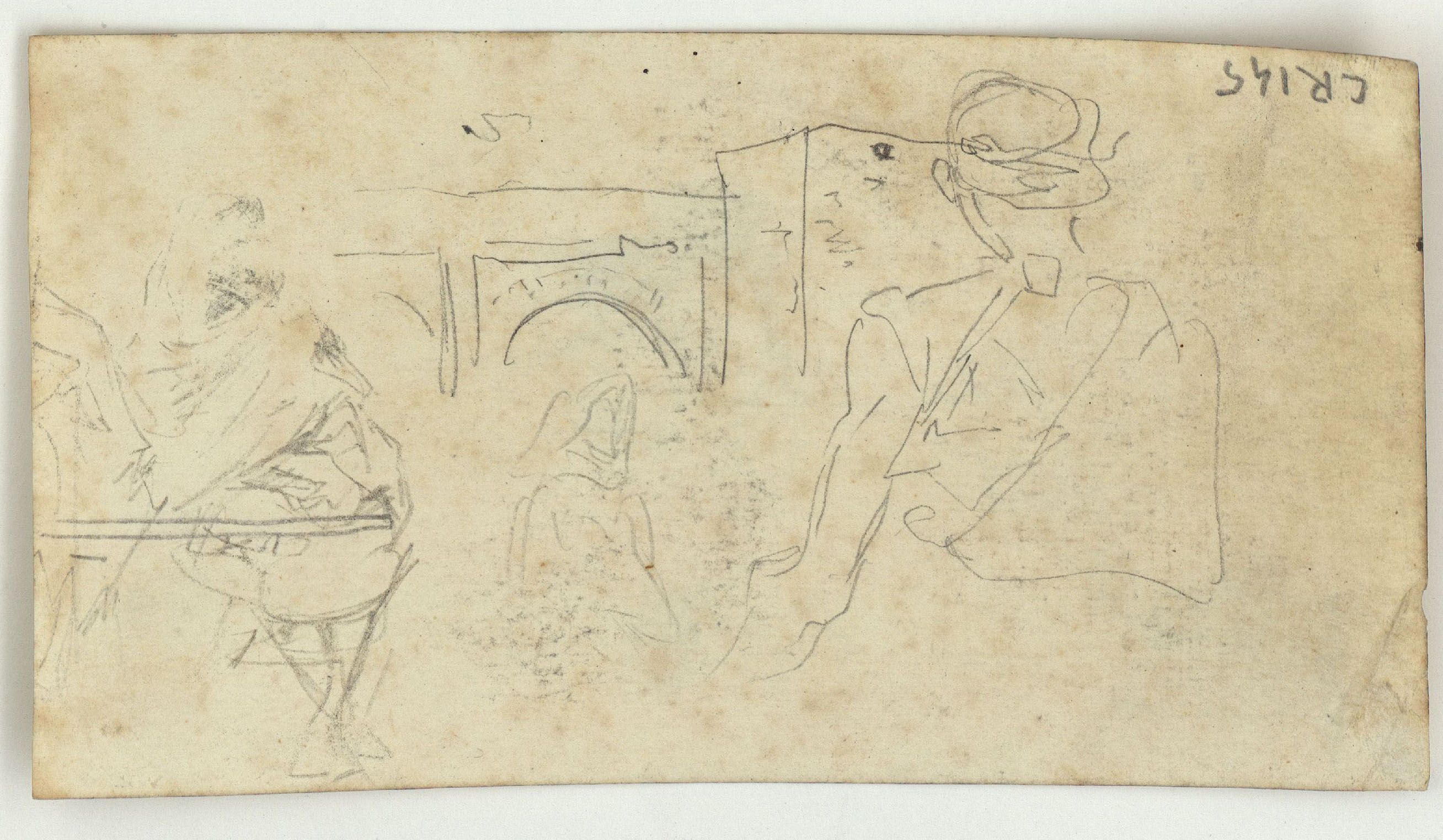 image for: Marià Fortuny - Dones marroquines (anvers) / Marroquí i altres apunts (revers) - Cap a 1860-1862 [1]