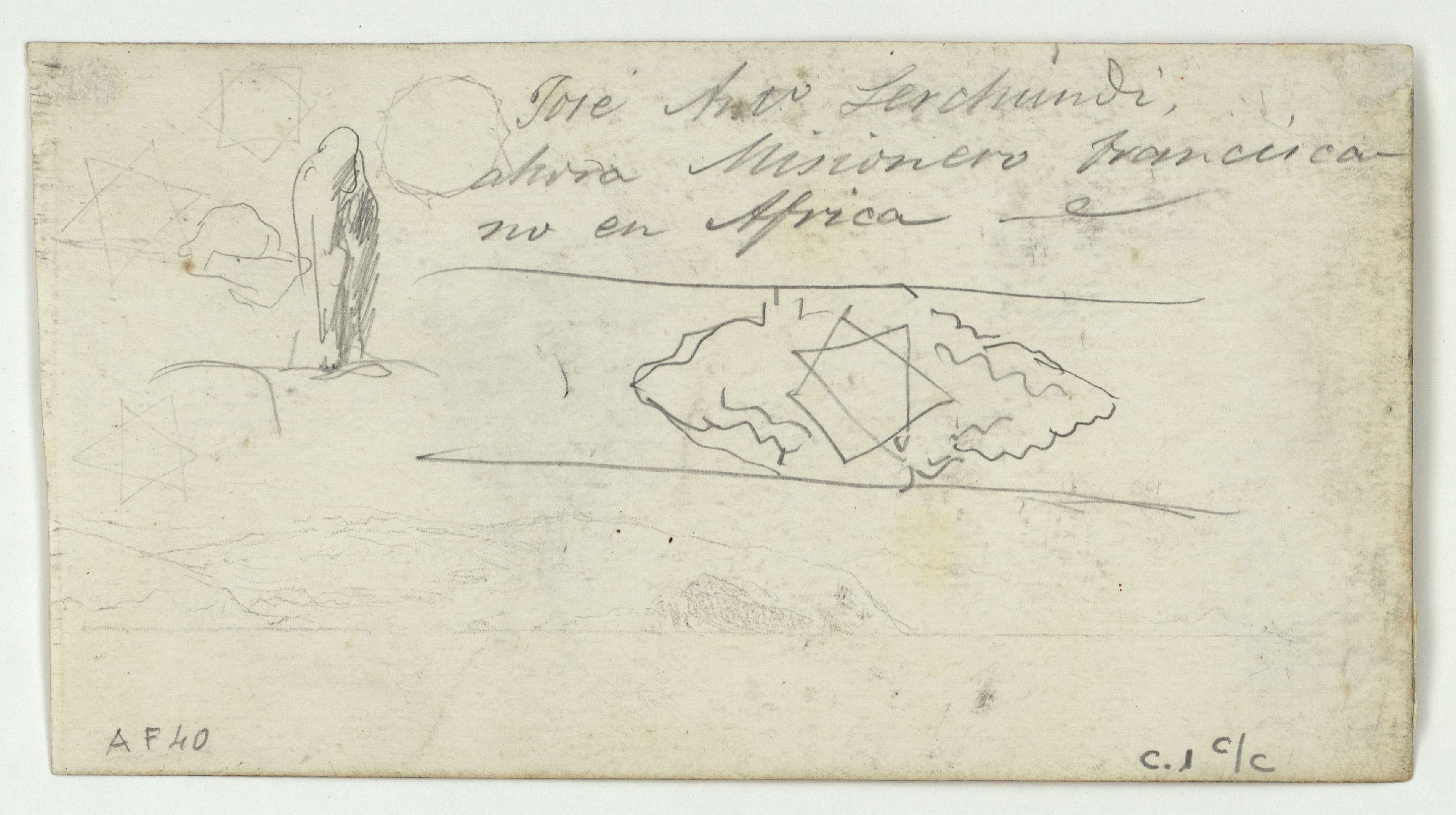 image for: Marià Fortuny - Marroquins i un bou (anvers) / Croquis de figura i motiu ornamental (revers) - Cap a 1860-1862 [1]