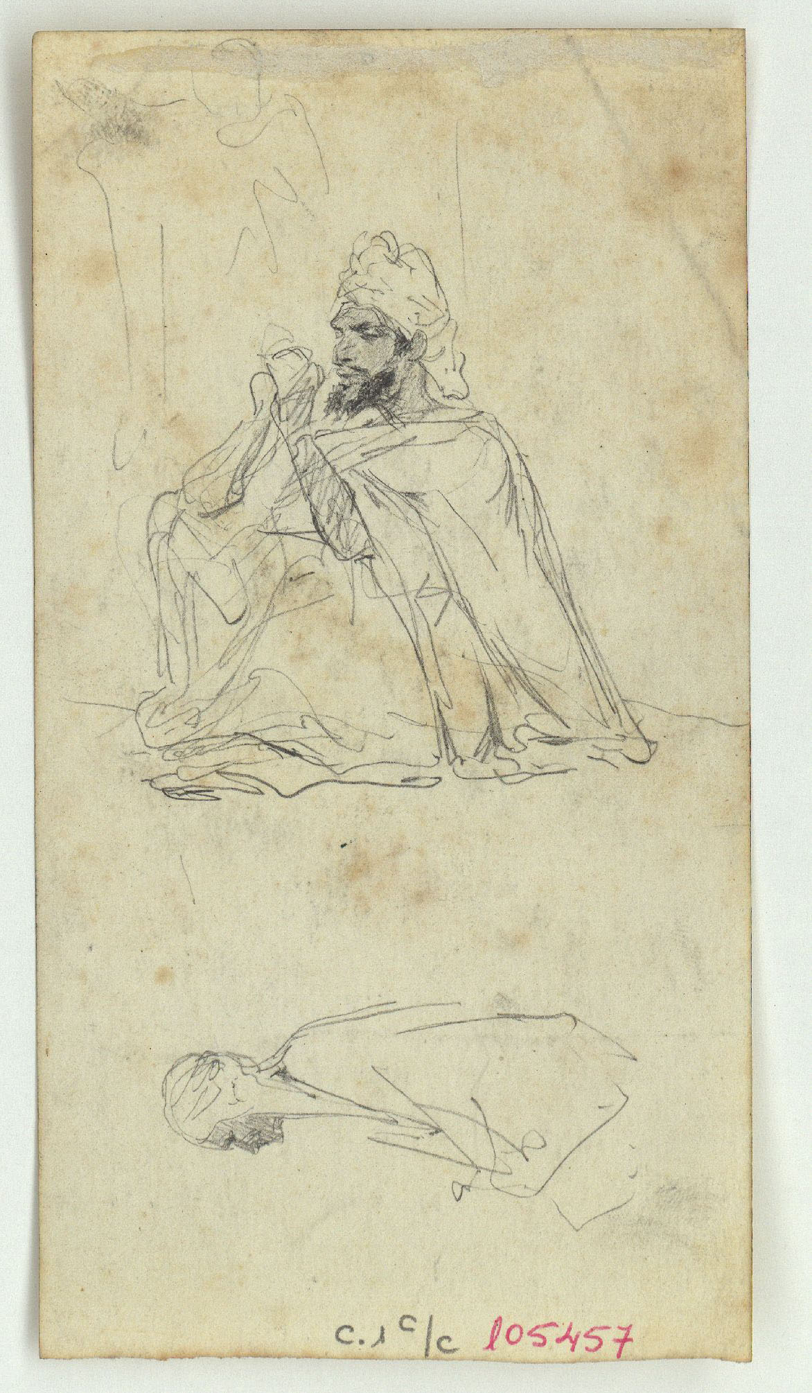 image for: Marià Fortuny - Marroquins (anvers) / Croquis de figures (revers) - Cap a 1860-1862