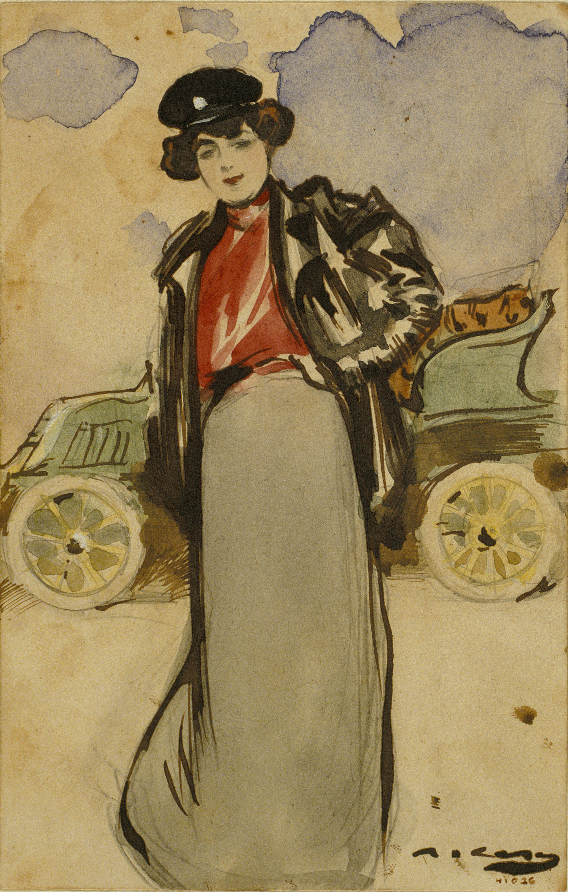 image for: Ramon Casas - Una automobilista - Cap a 1900