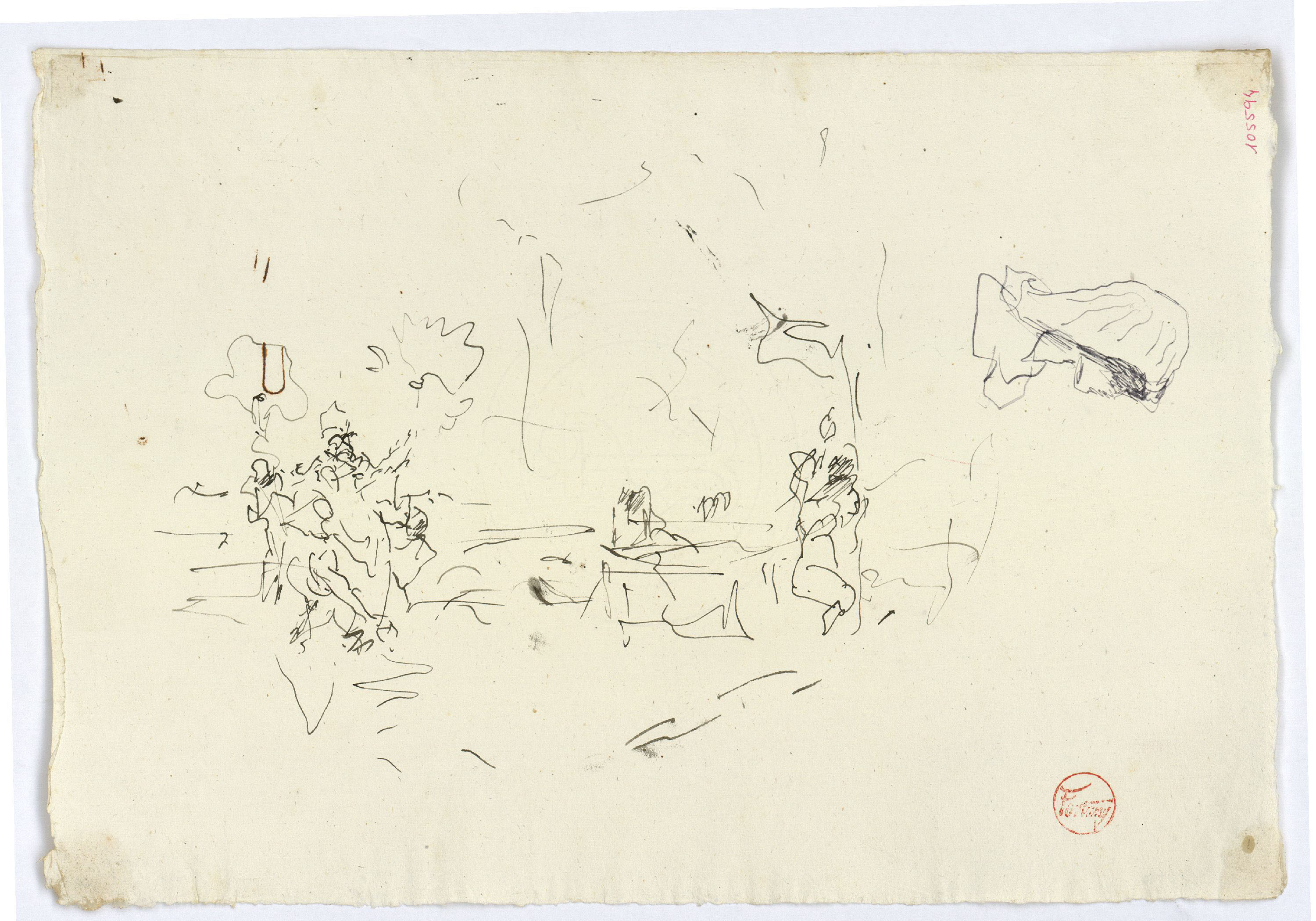 image for: Marià Fortuny - Croquis inconcret i cap femení - Cap a 1870-1872