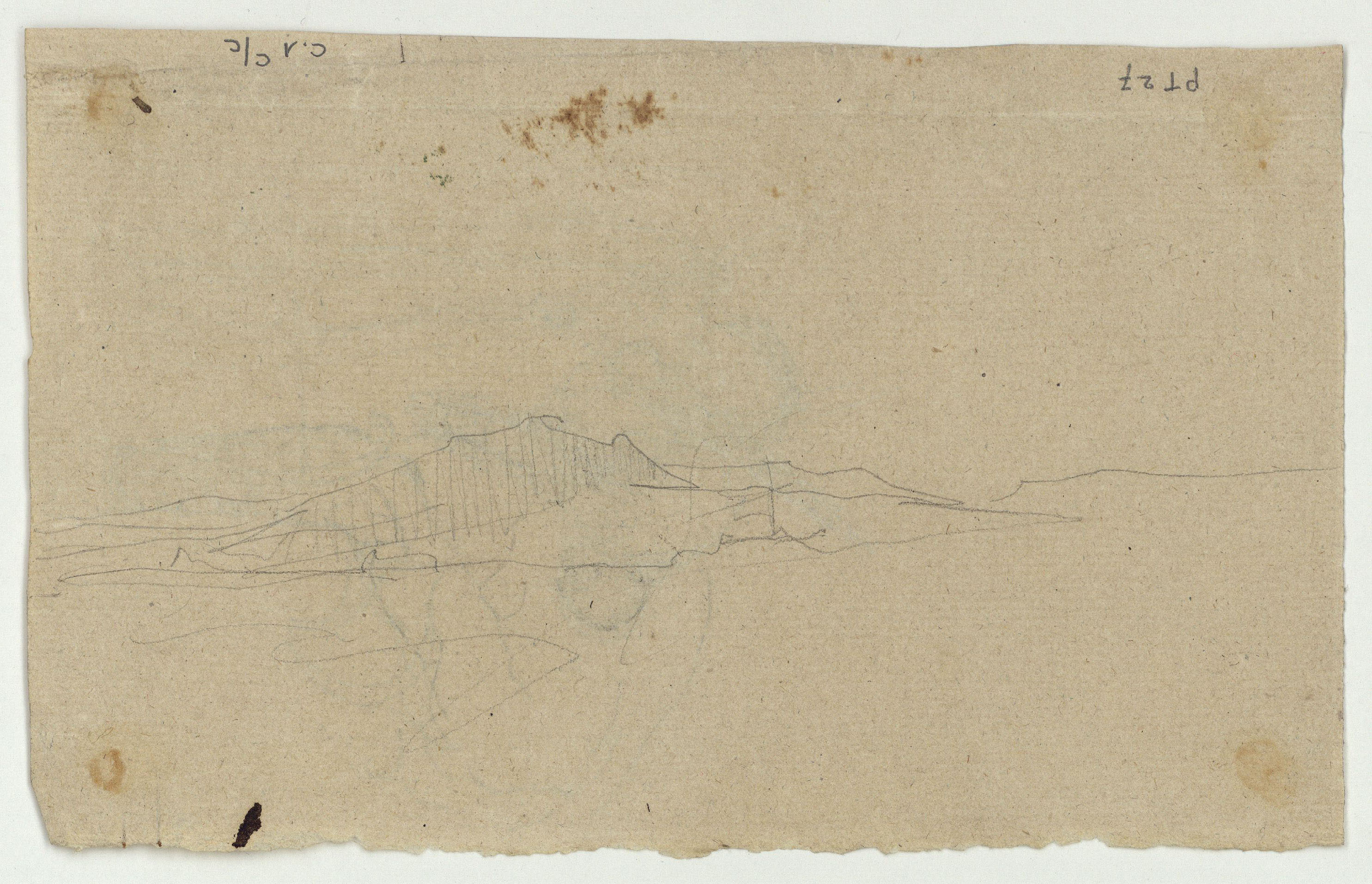 image for: Marià Fortuny - Guerrer a la gatzoneta i detall (anvers) / Esbós de paisatge muntanyenc (revers) - Cap a 1870-1872 [1]