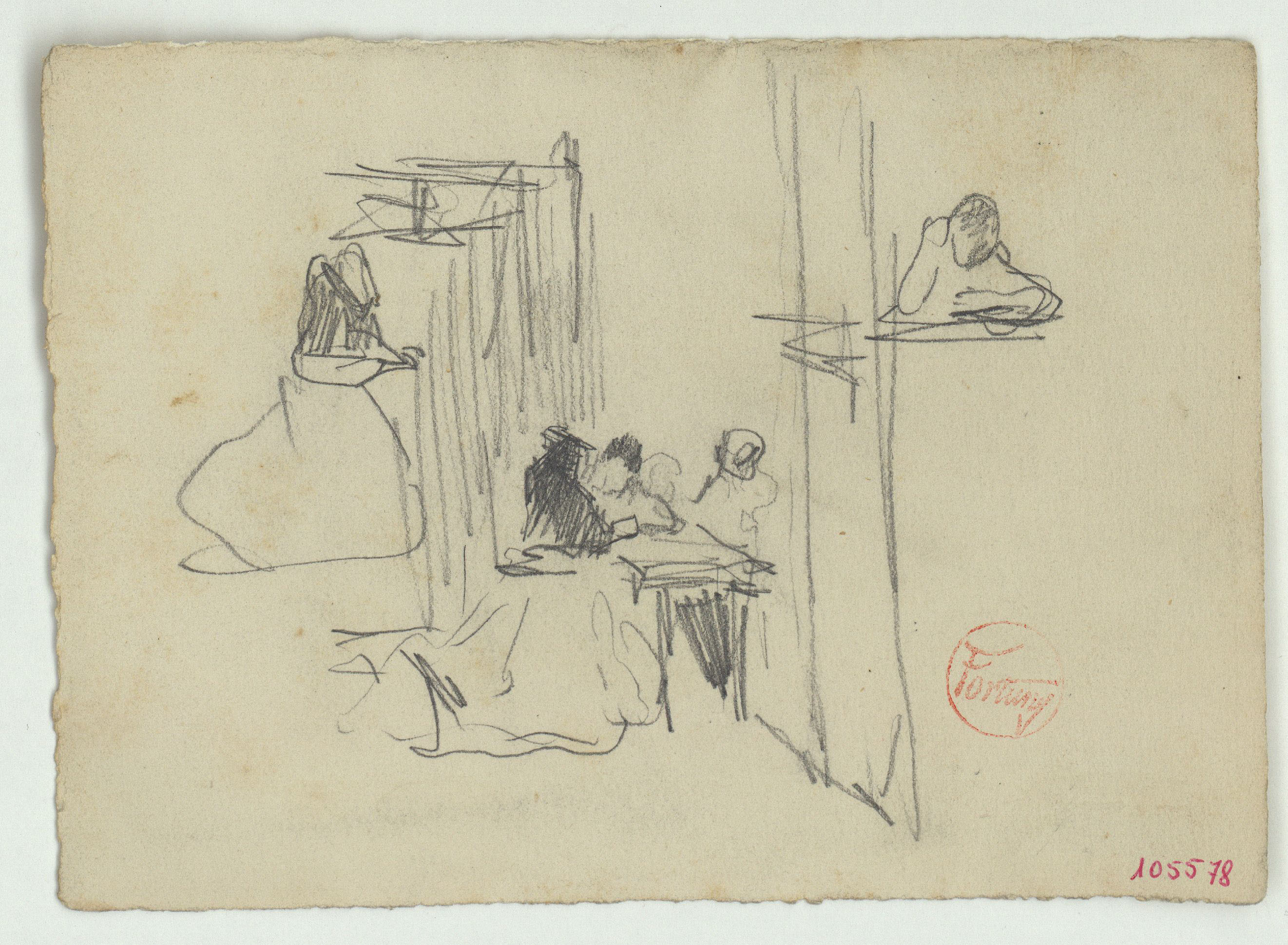 image for: Marià Fortuny - Croquis de figures en un interior - Cap a 1867-1872