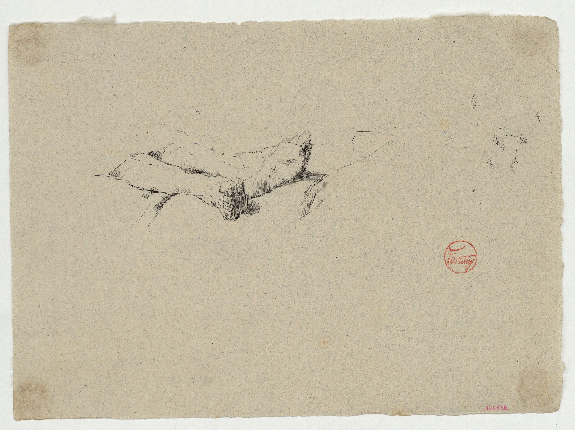 image for: Marià Fortuny - Estudi per als gravats «Cabilenc mort» i «Àrab vetllant el cadàver del seu amic» - Cap a 1866-1867