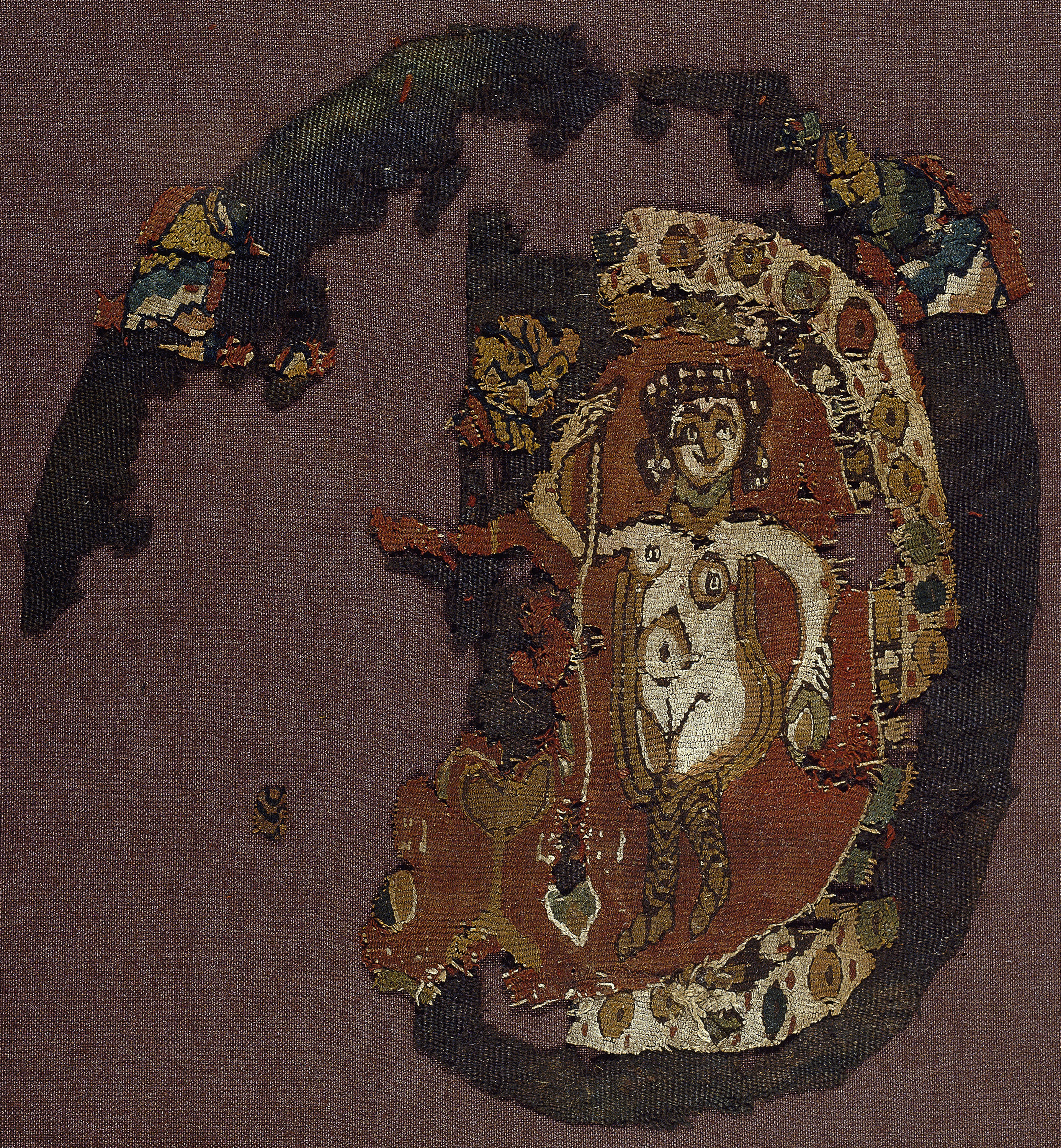 image for: Anònim - Fragment de teixit copte amb paniske en un «orbiculus» - Egipte, segles VI-VII