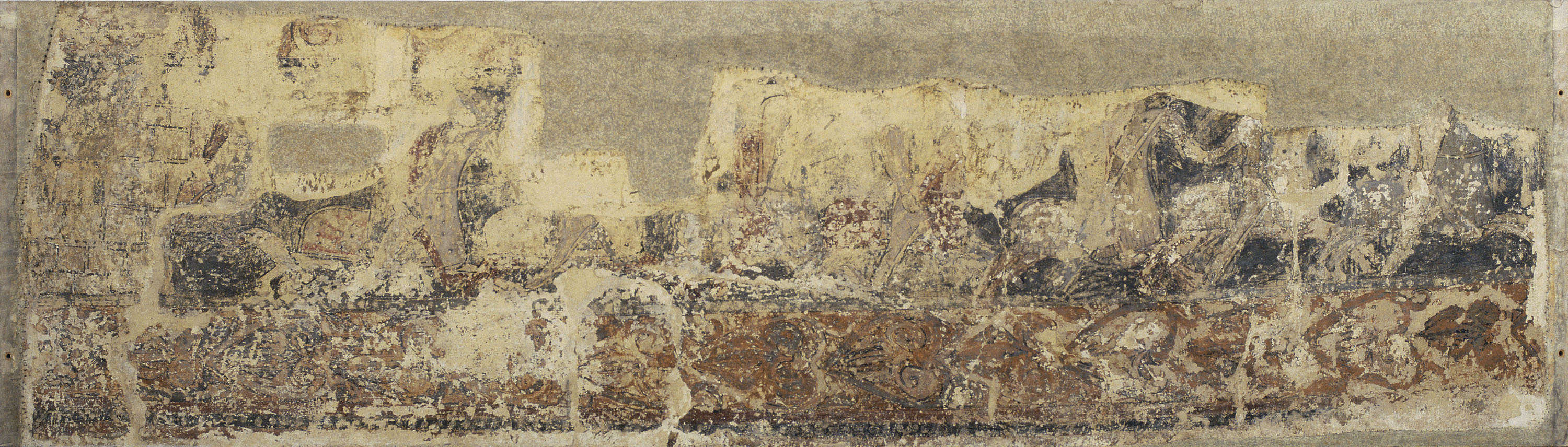 image for: Anònim. Aragó - Pintures profanes de Sixena: Cavallers que surten d'un castell cap a la batalla - Cap a 1200