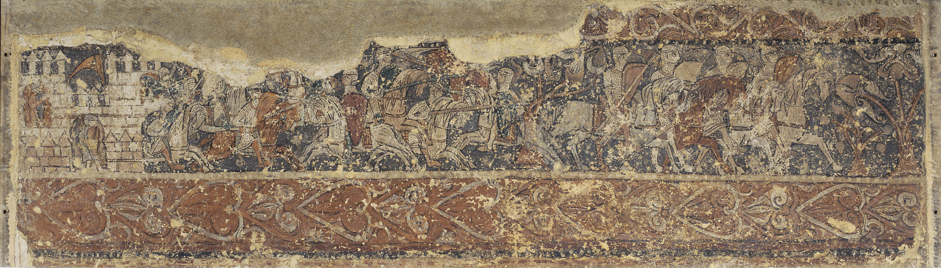image for: Anònim. Aragó - Pintures profanes de Sixena: Soldats defensant un castell i cavalcada de cavallers - Cap a 1200