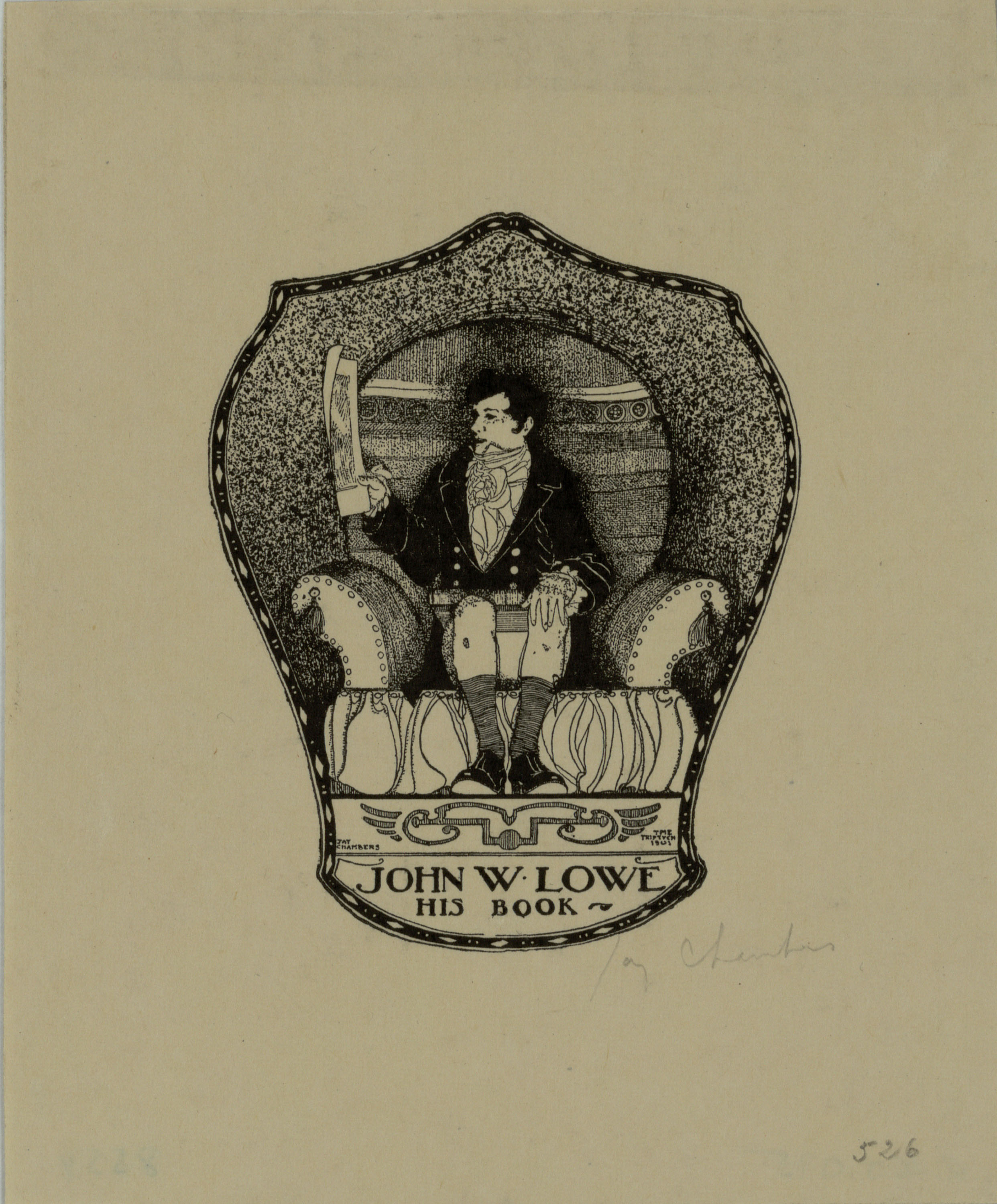 image for: Jay K. Chambers - Ex-libris John W. Lowe - 1903