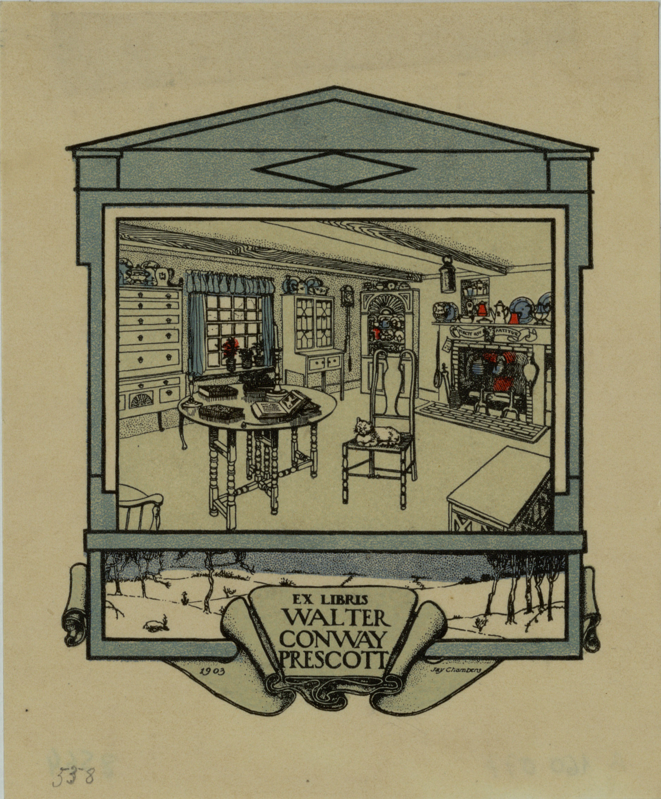 image for: Jay K. Chambers - Ex-libris Walter Conway Prescott - 1903