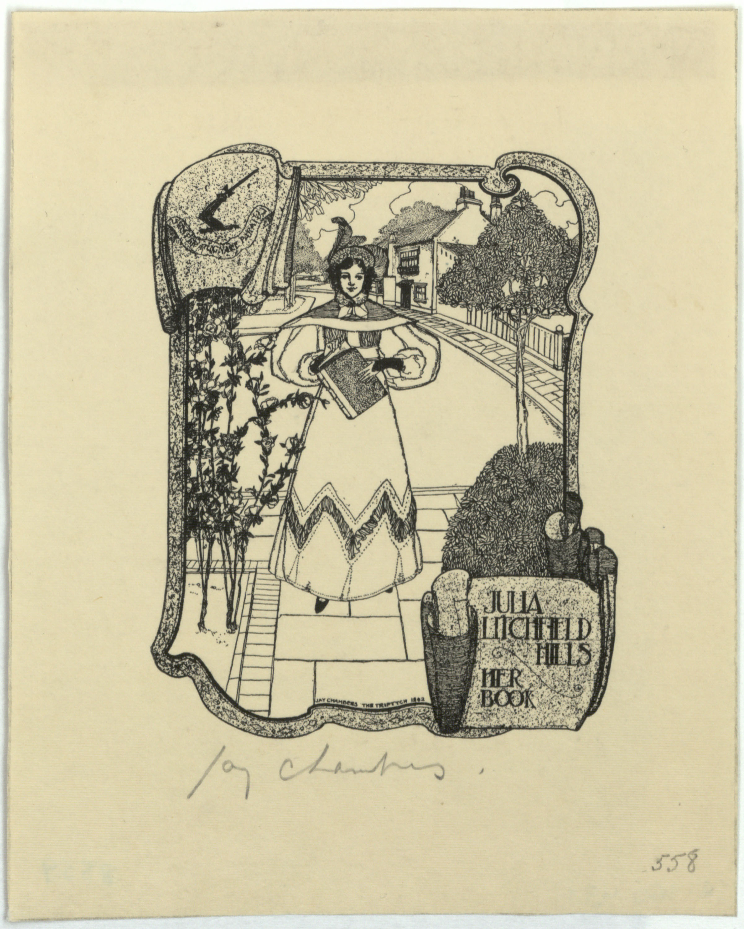 Jay K. Chambers - Ex-libris Julia Litchfield Hills - 1902 image for: Jay K. Chambers - Ex-libris Julia Litchfield Hills - 1902