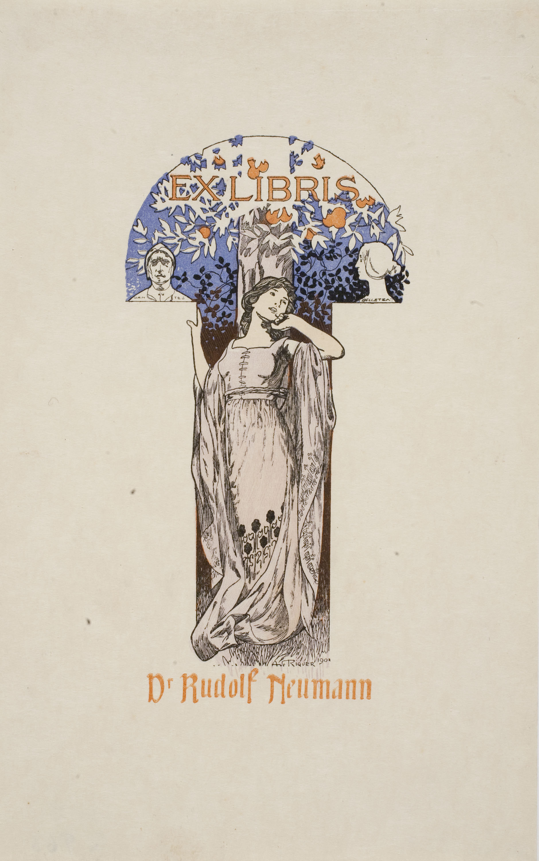 image for: Alexandre de Riquer - Ex-libris Dr. Rudolf Neumann - 1904