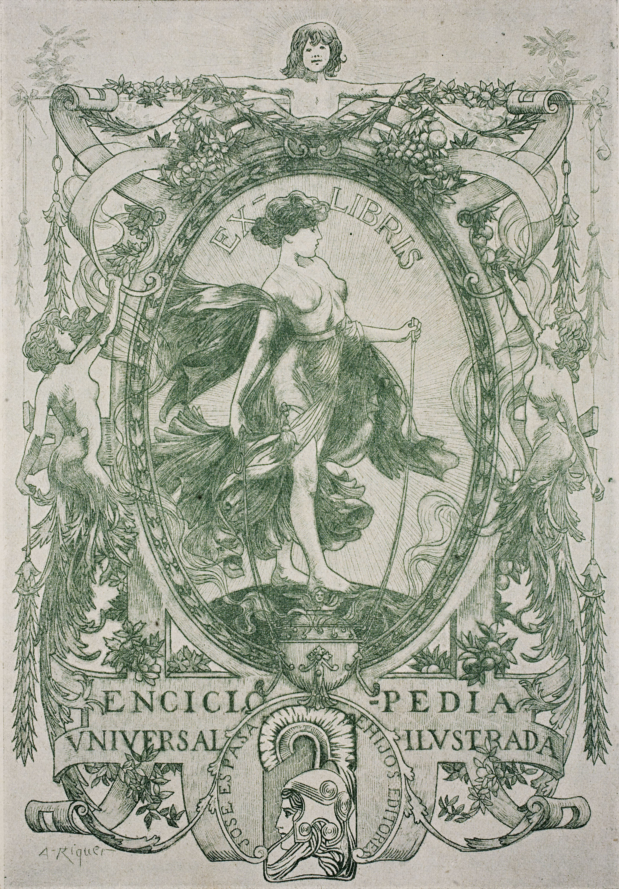 image for: Alexandre de Riquer - Ex-libris Enciclopedia Universal Ilustrada José Espasa e Hijos Editores - Posterior a 1908