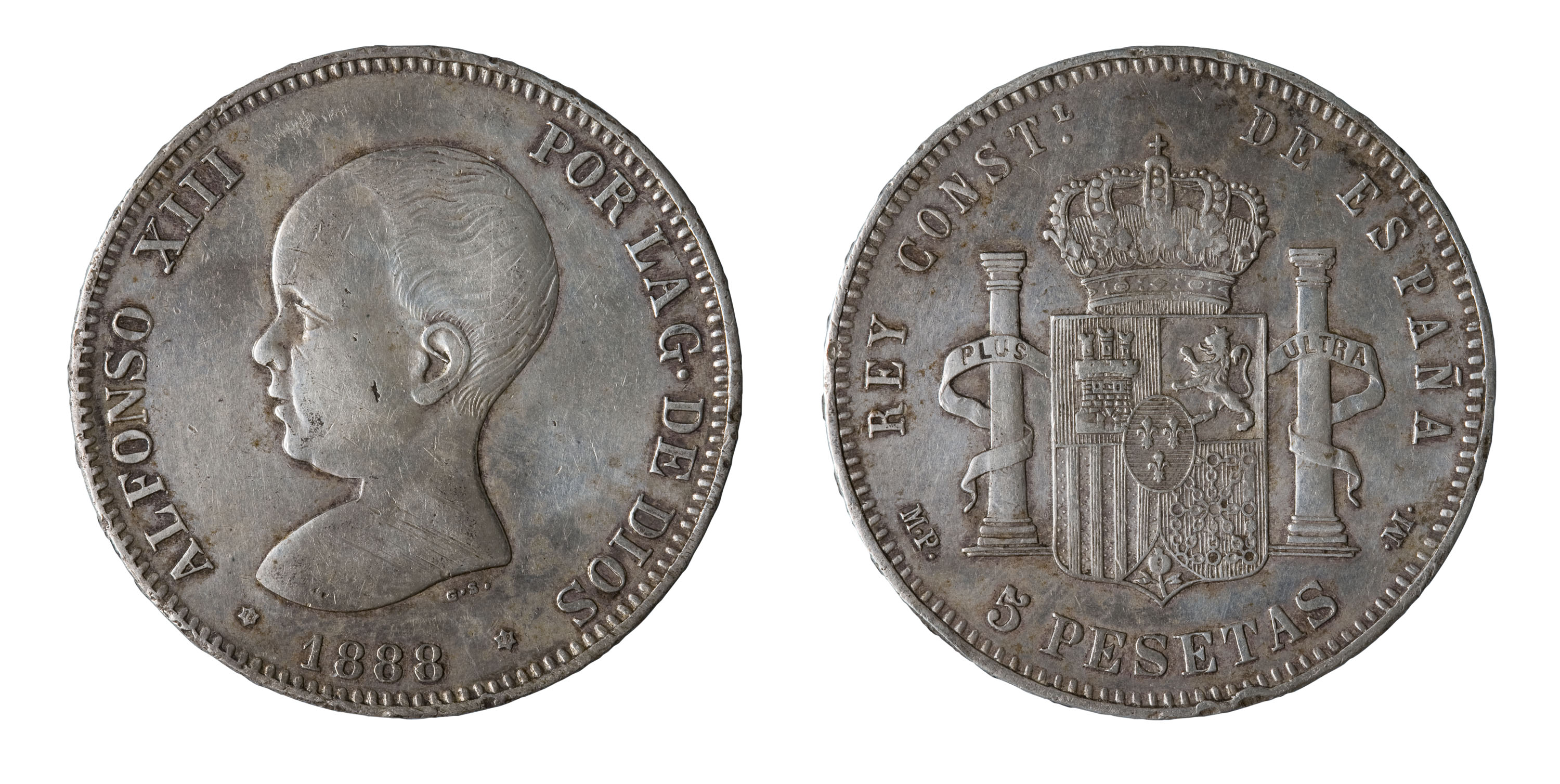 image for: Alfons XIII d'Espanya - 5 pessetes - 1888