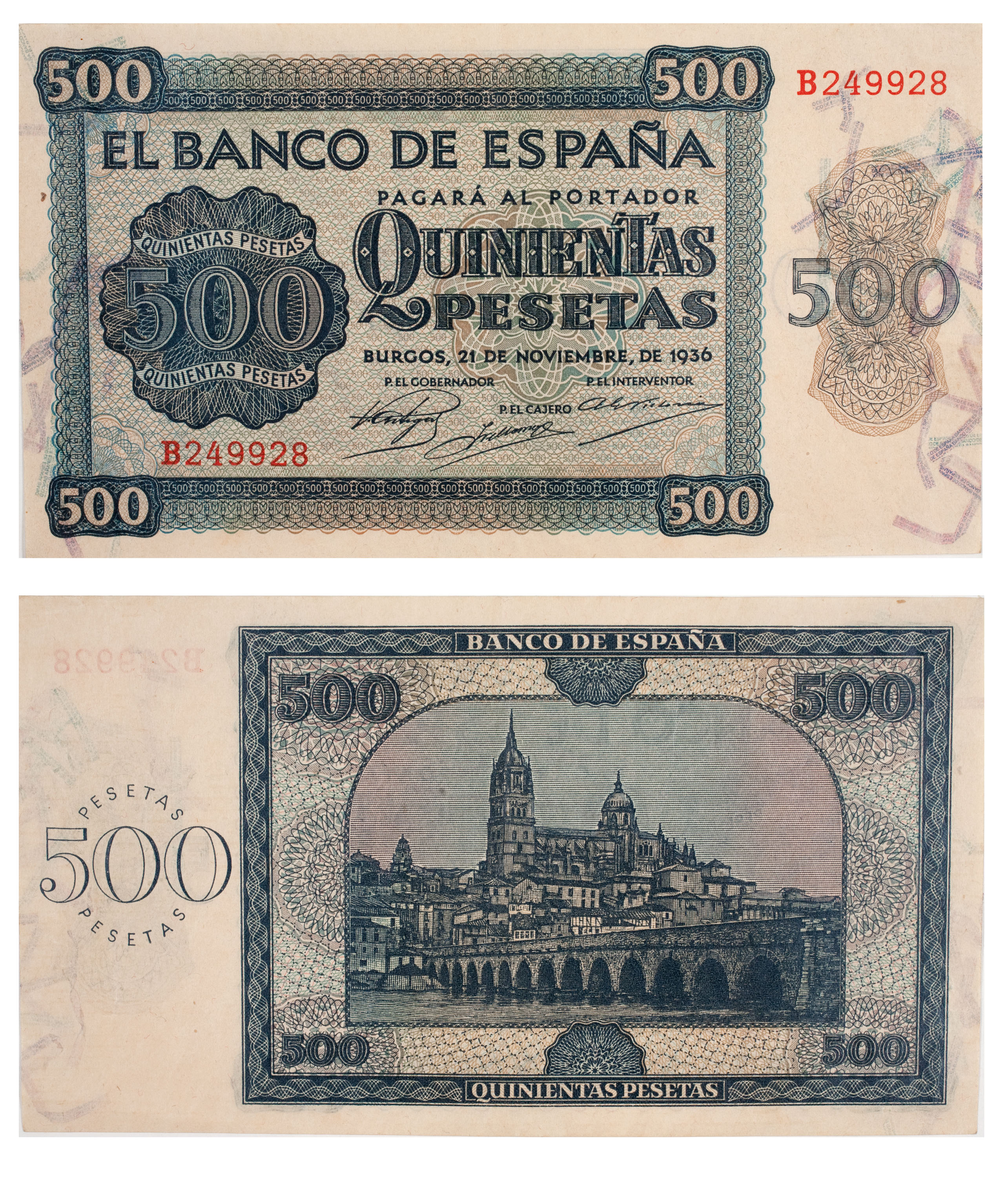 image for: Banco de España - 500 pessetes - 1936