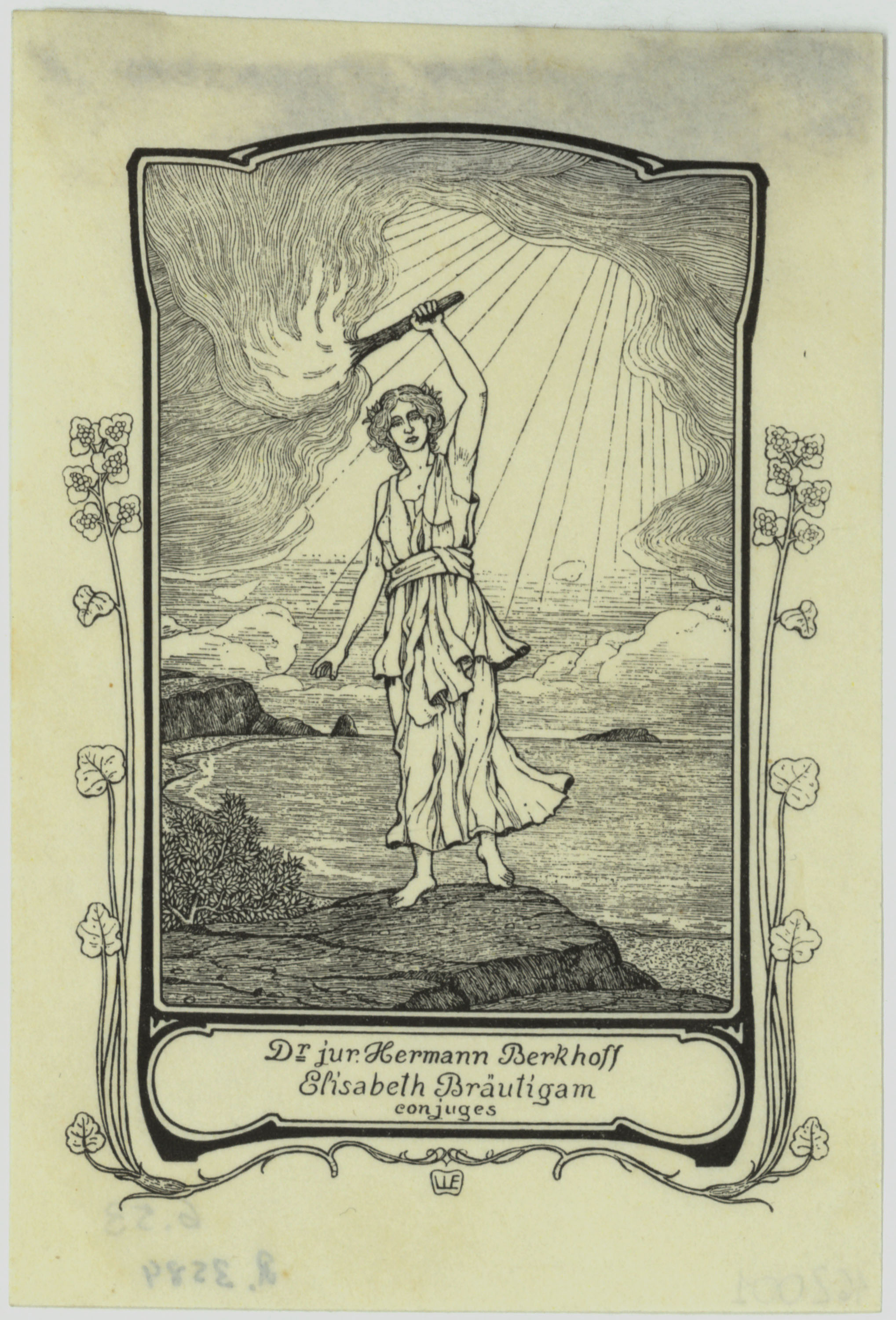 image for: Willy Ehringhausen - Ex-libris Dr. jur. Hermann Berkhoff Elisabeth Bräutigam conjuges - Cap a 1900-1905