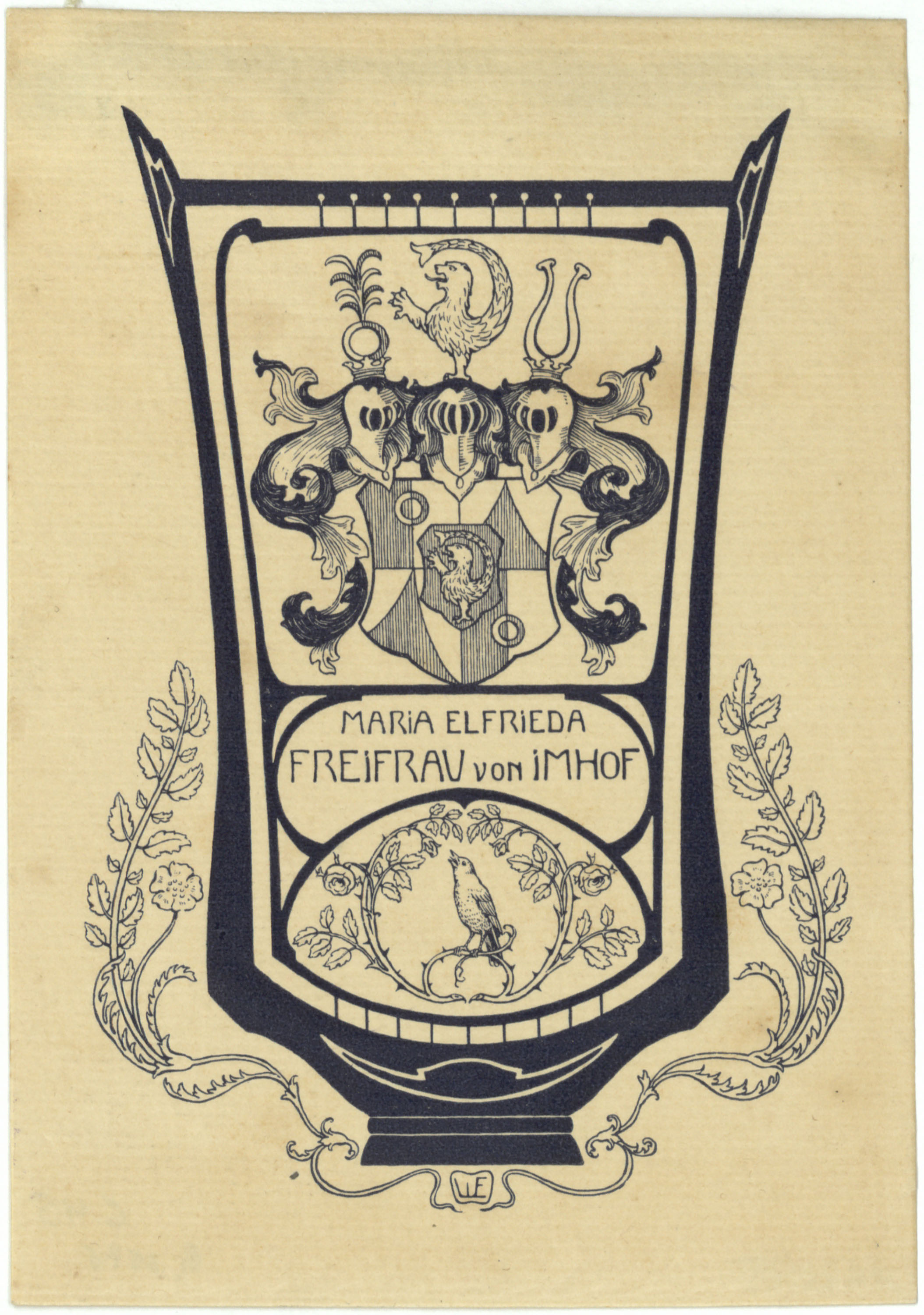 image for: Willy Ehringhausen - Ex-libris Maria Elfrieda Freifrau von Imhof - Cap a 1900-1905