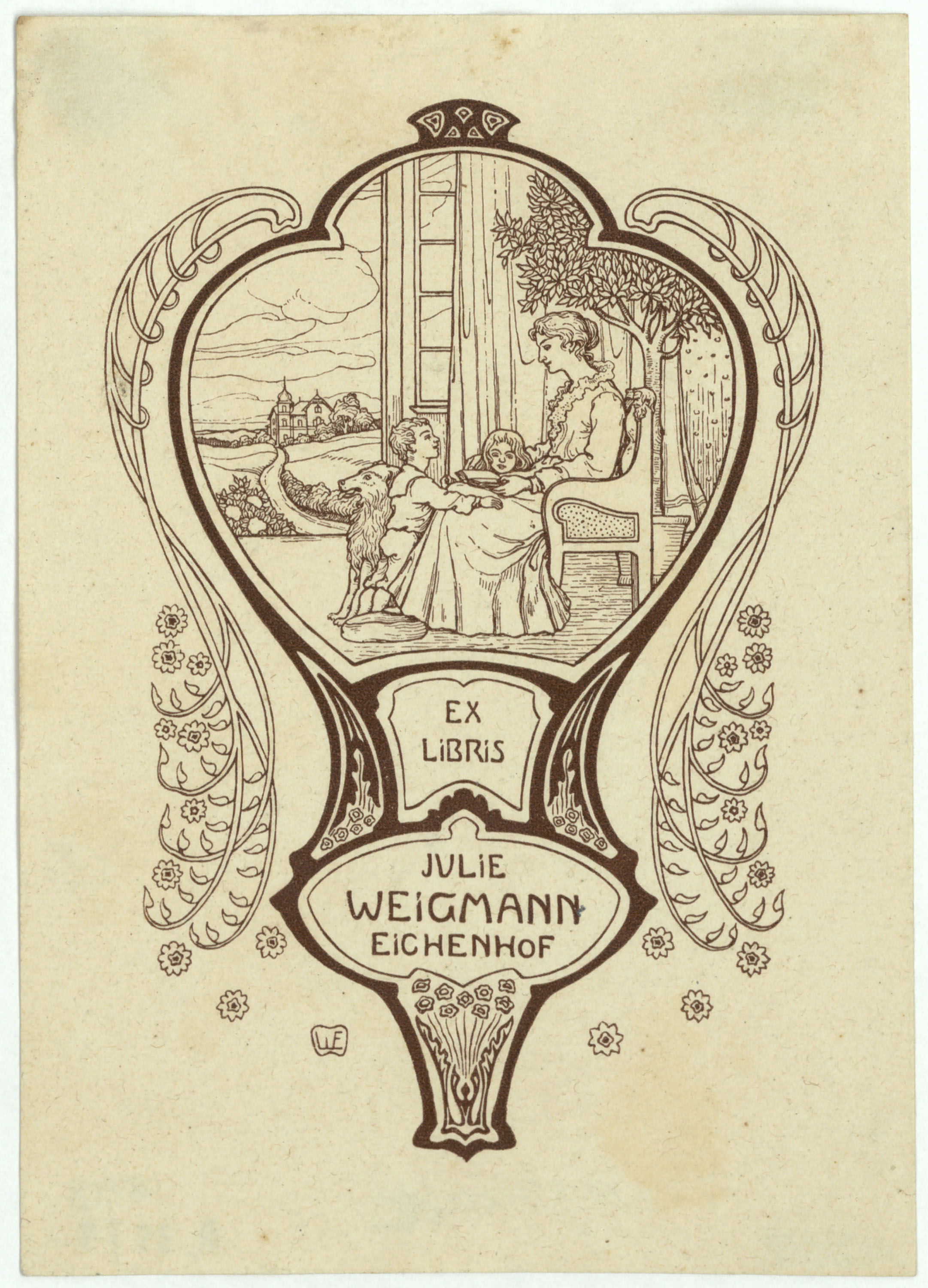 image for: Willy Ehringhausen - Ex-libris Julie Weigmann Eichenhof - Cap a 1900-1905