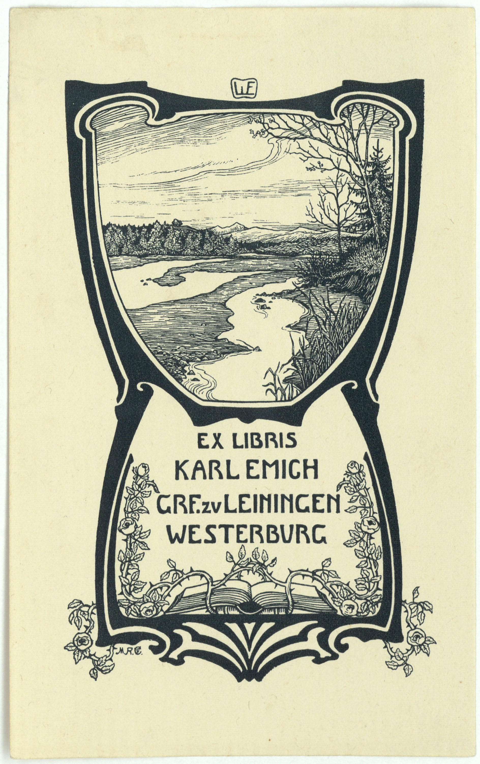 image for: Willy Ehringhausen - Ex-libris Karl Emich Grf.zv Leiningen Westerburg - Cap a 1900-1905