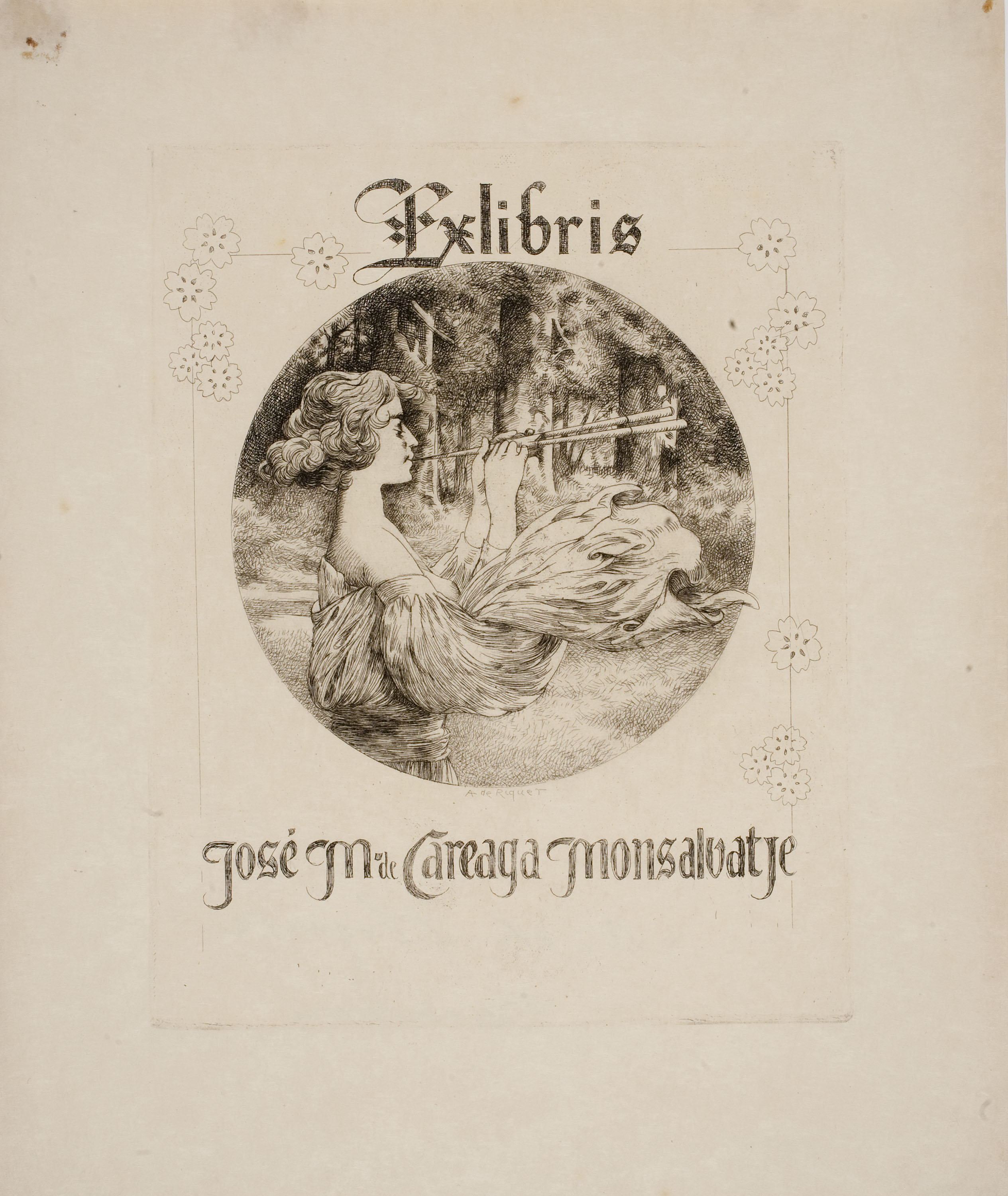 image for: Alexandre de Riquer - Ex-libris José Mª de Careaga Monsalvatje - Cap a 1900-1910