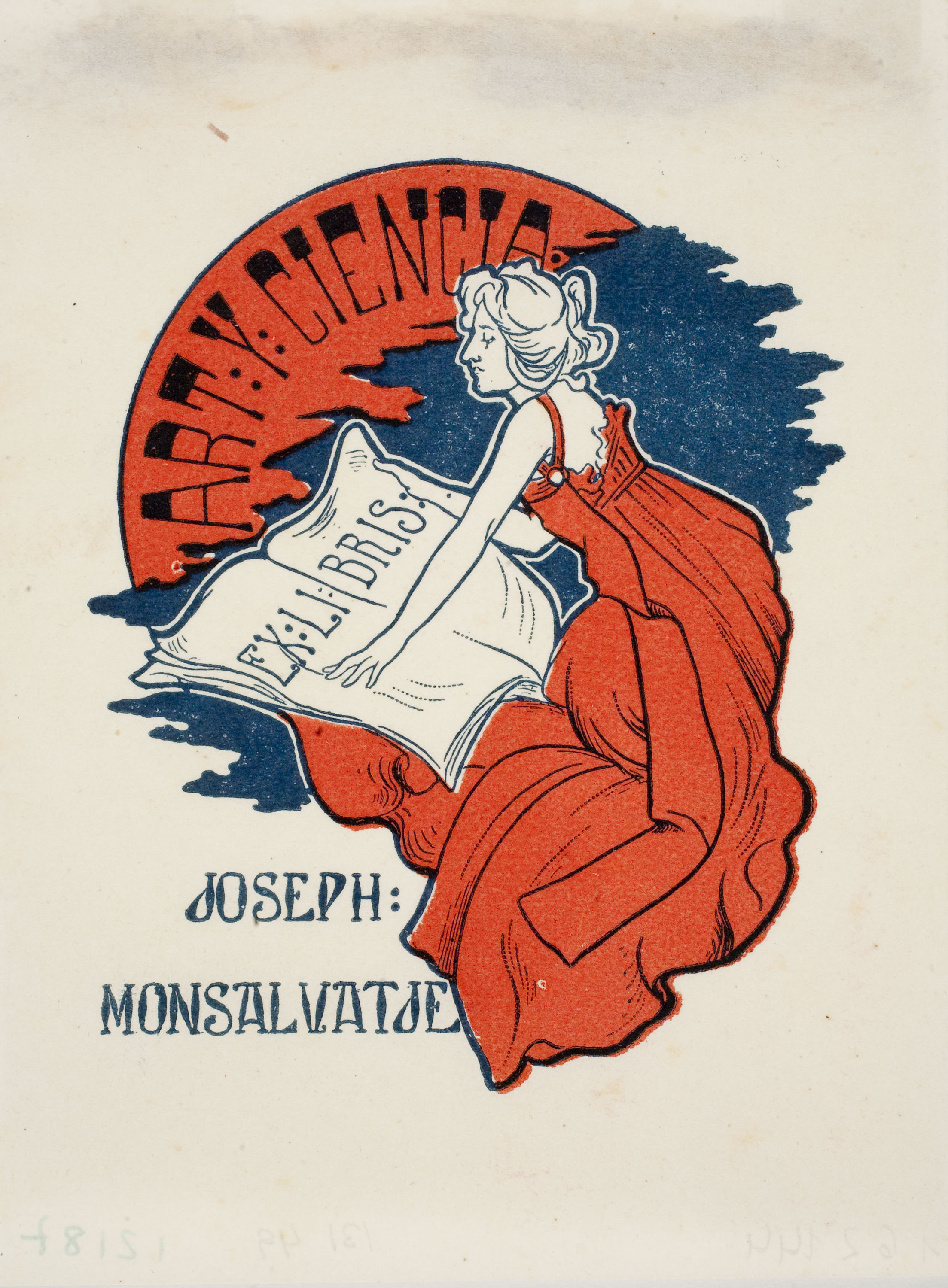image for: Alexandre de Riquer - Ex-libris Joseph Monsalvatje - Cap a 1900-1905